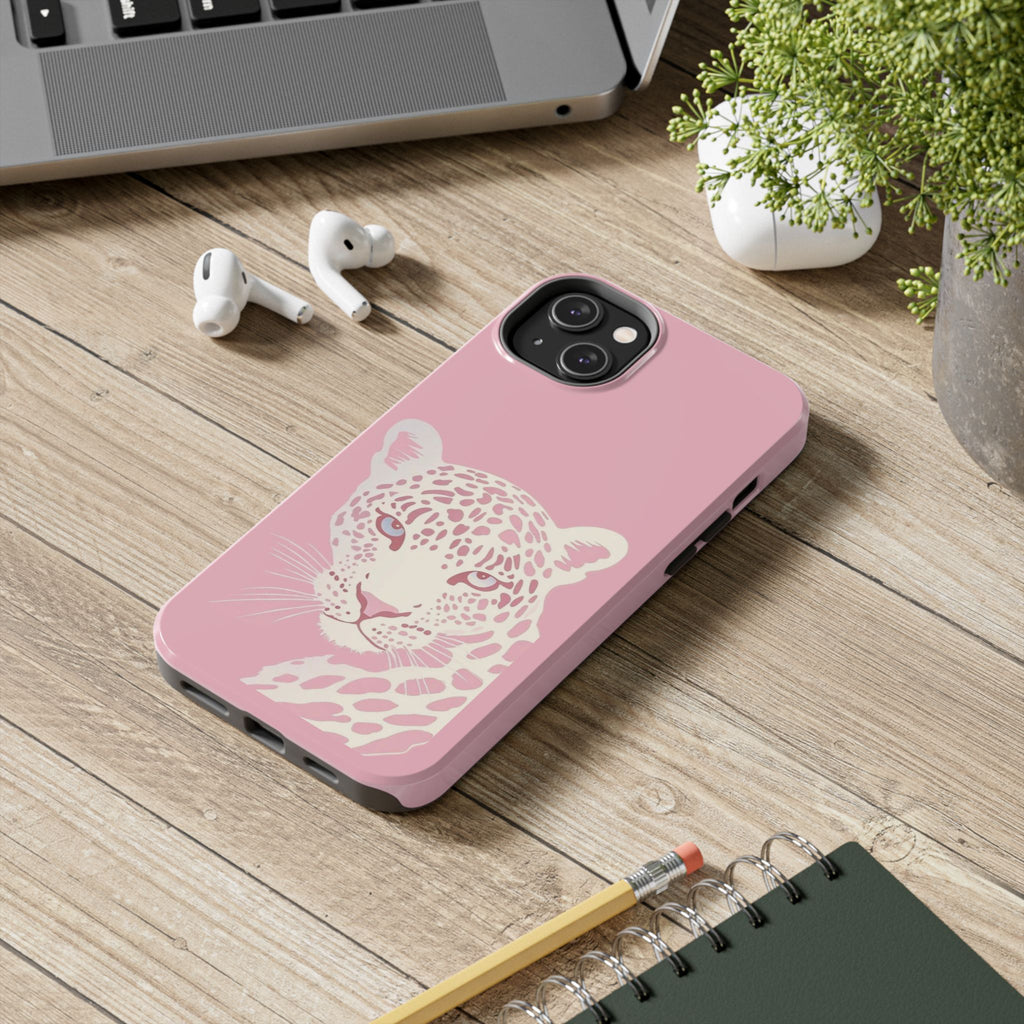 Tough Phone Case — Pink Leopard Face Protective Phone Cover