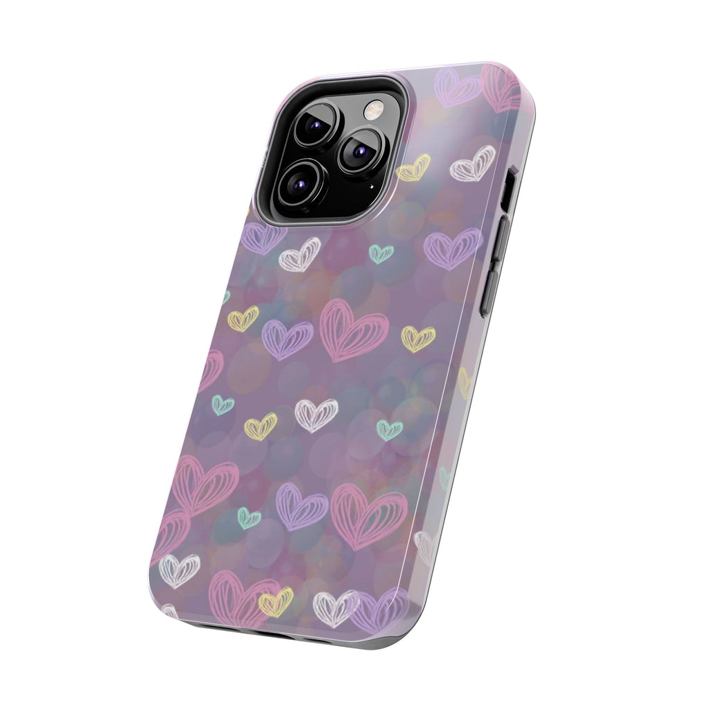 Tough Phone Case — Pastel Heart Pattern Protective Phone Cover