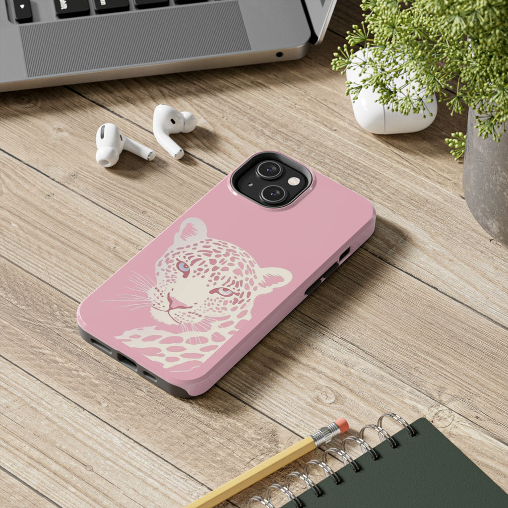 Tough Phone Case — Pink Leopard Face Protective Phone Cover