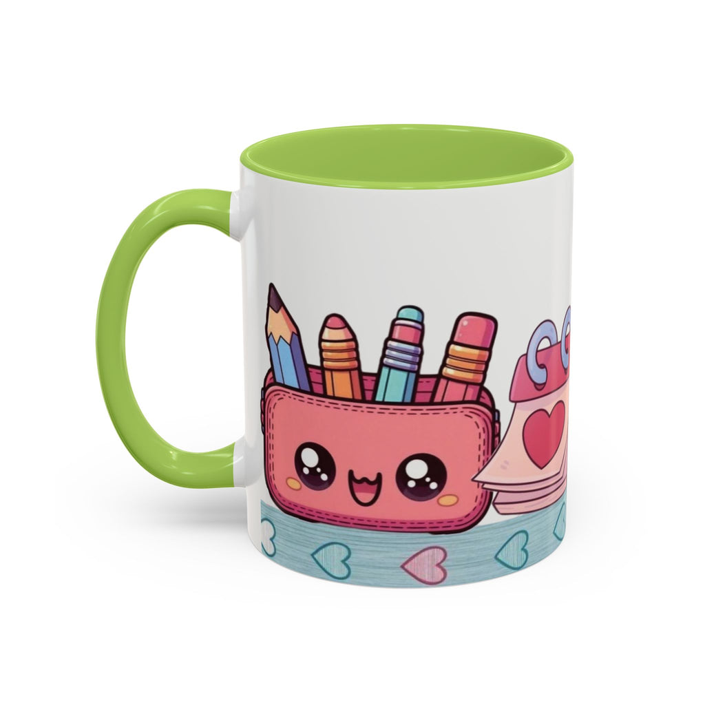 Cute Teacher Desk Accent Coffee Mug — Kawaii School Supplies Design