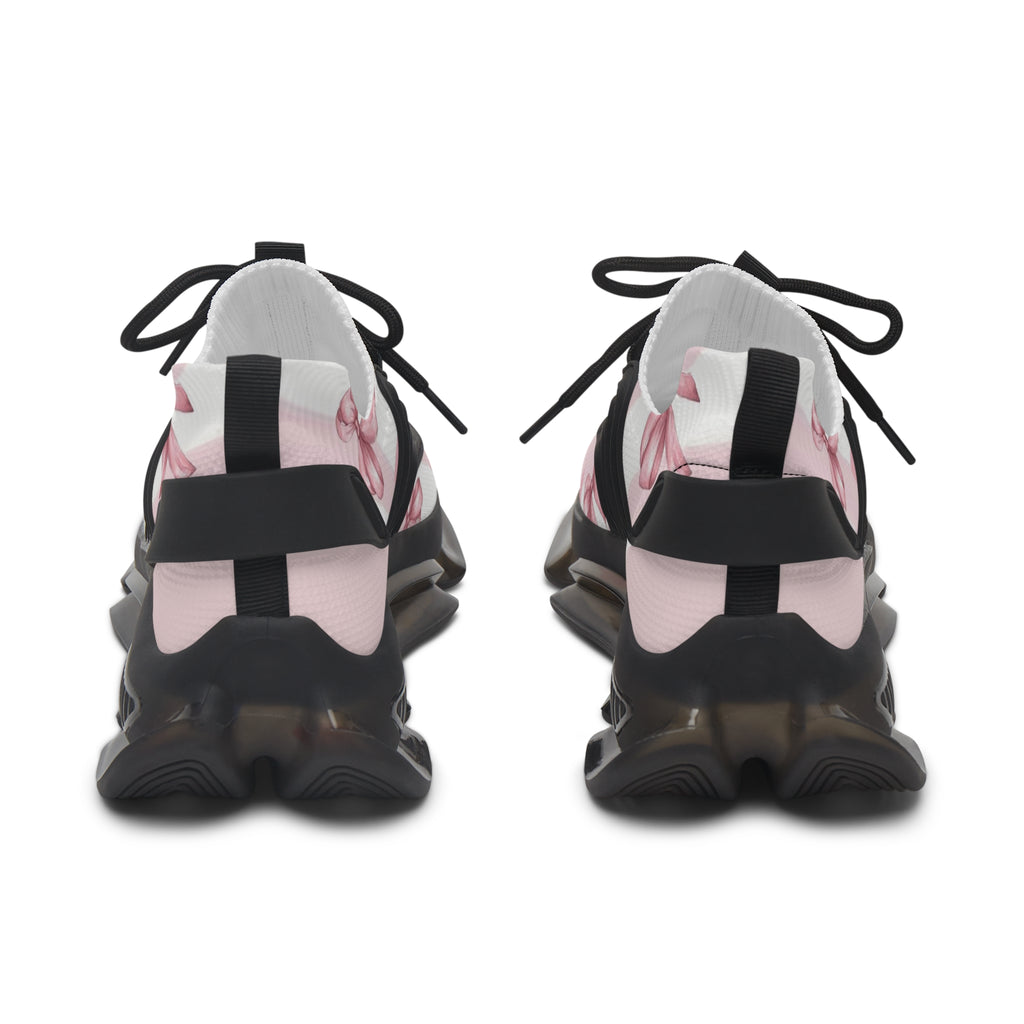 Women’s Mesh Sneakers — Pink Striped Bow Athletic Shoes