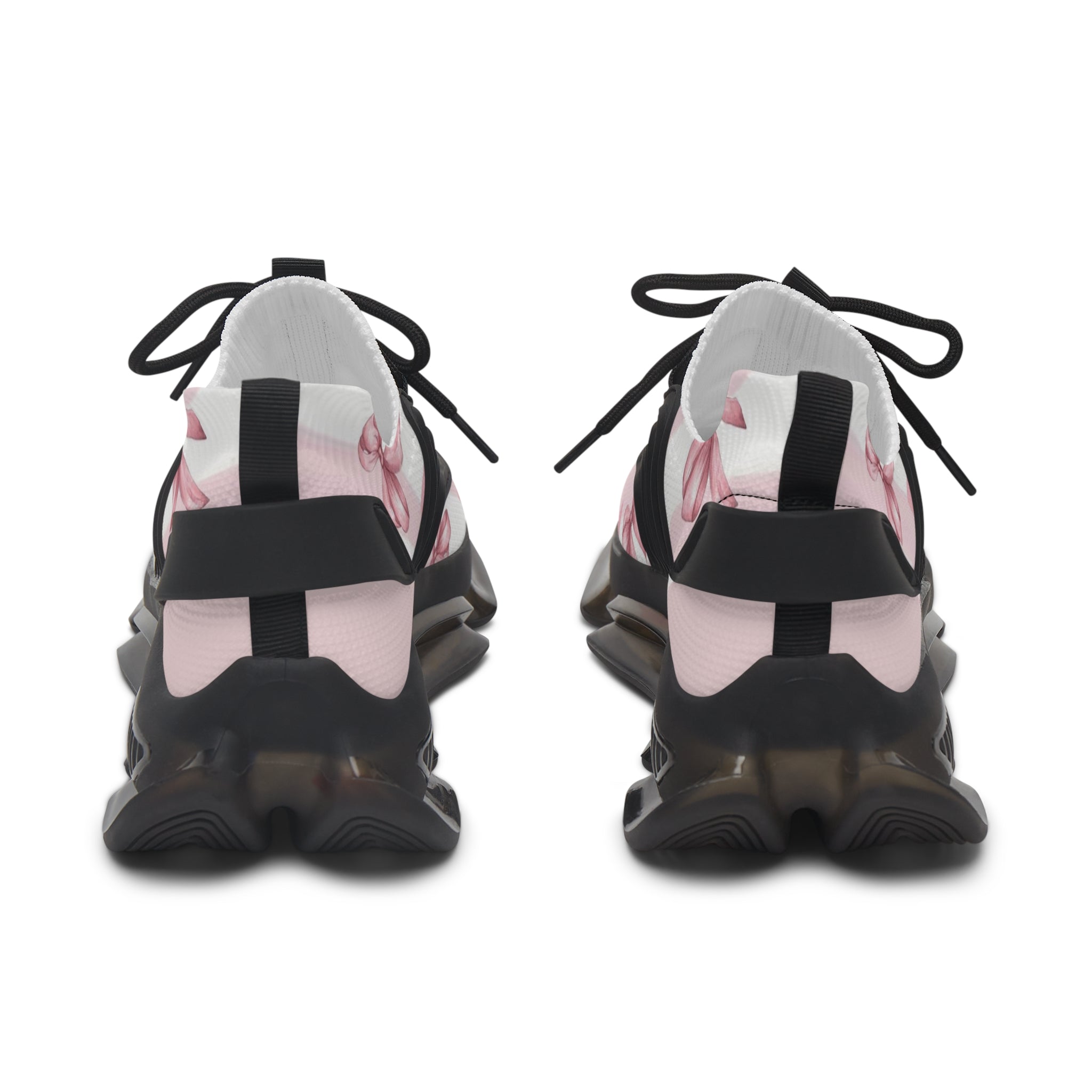 Women’s Mesh Sneakers — Pink Striped Bow Athletic Shoes