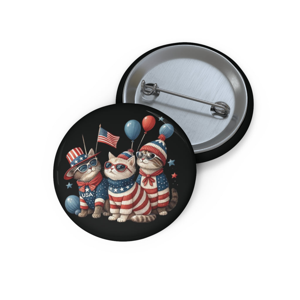 Patriotic Cats Pin Button | 4th of July USA Flag Badge