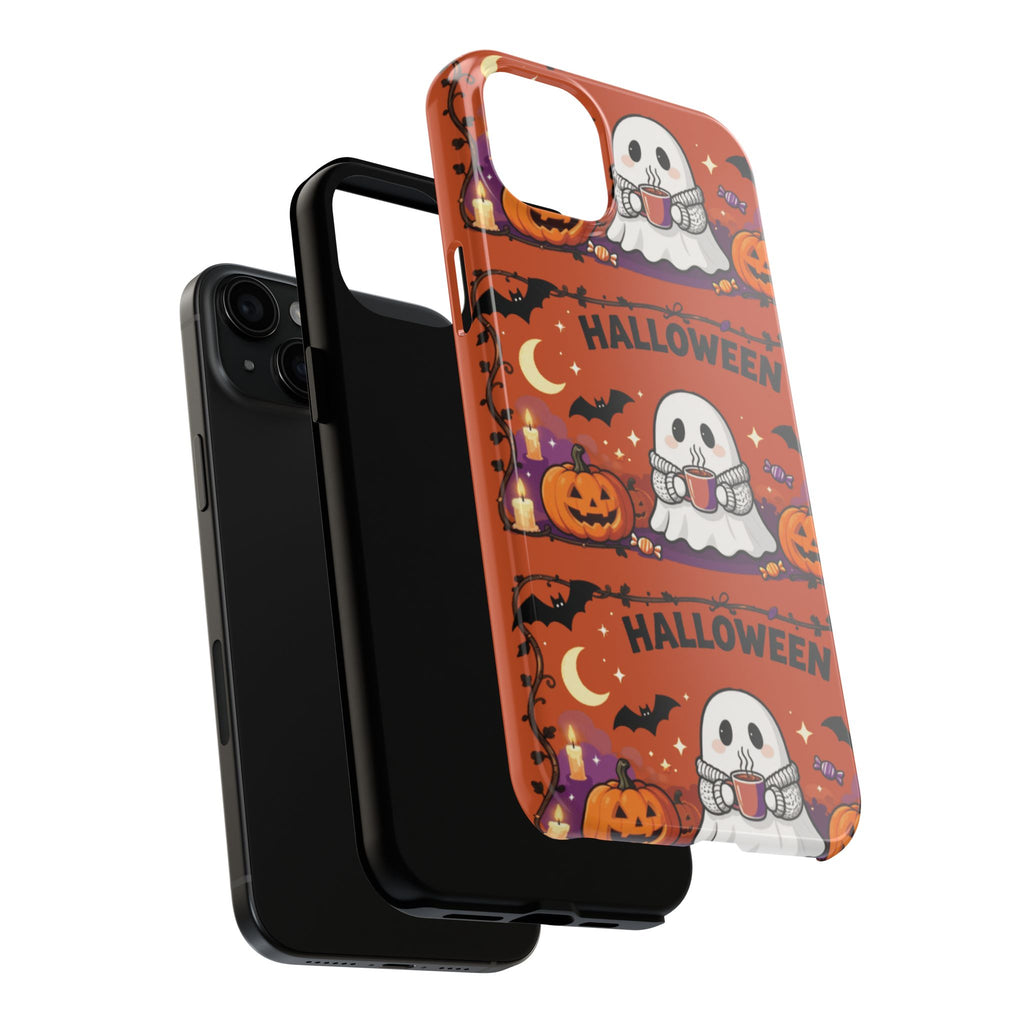 Halloween Ghost Pattern Tough Phone Case — Cute Pumpkin & Candy Halloween Phone Cover