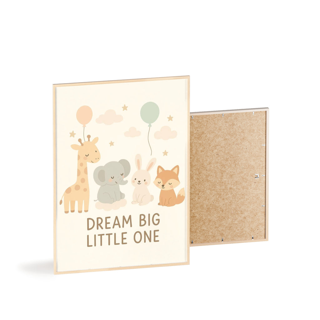 Dream Big Little One Nursery Poster — Woodland Animals Framed Wall Art