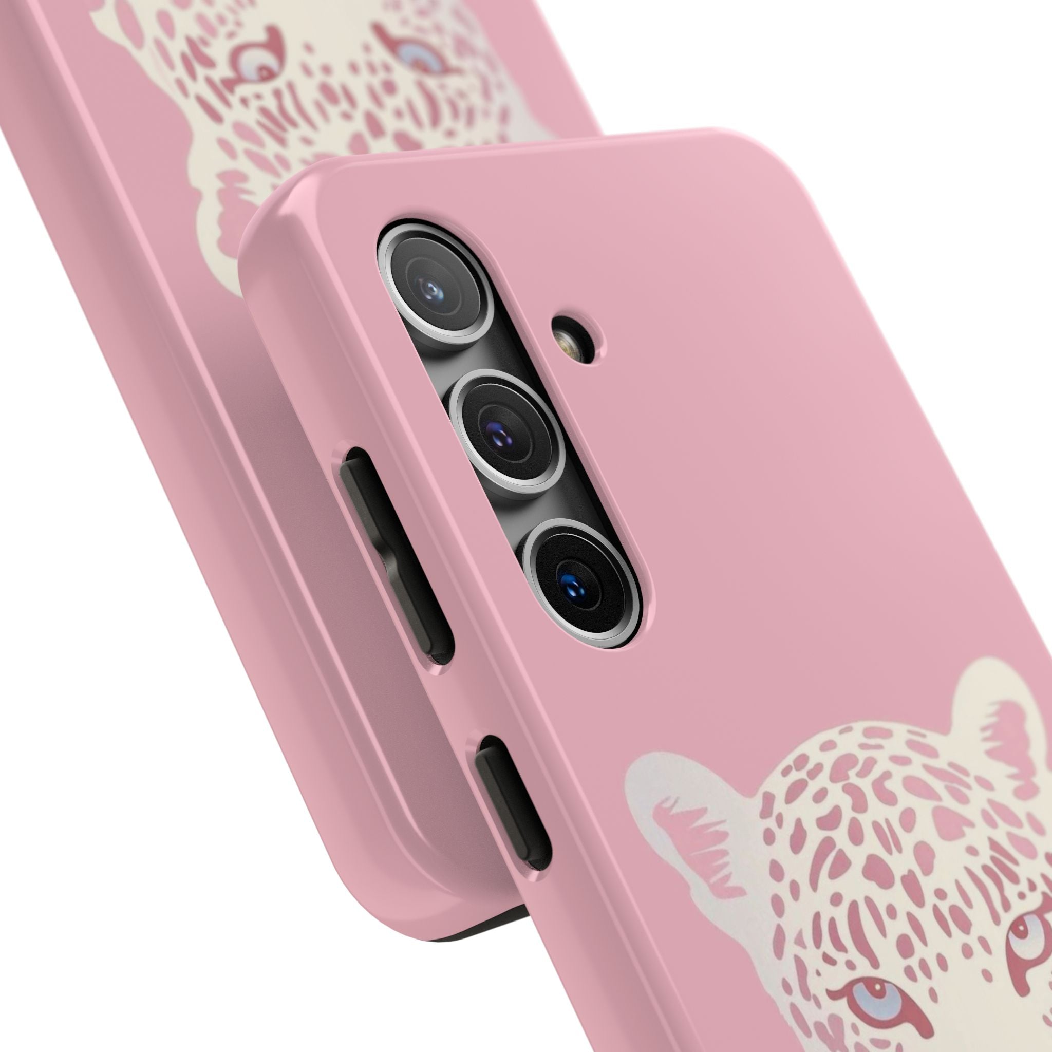 Tough Phone Case — Pink Leopard Face Protective Phone Cover