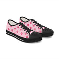 Low Top Sneakers — Pink Floral Pattern Casual Canvas Shoes for Women