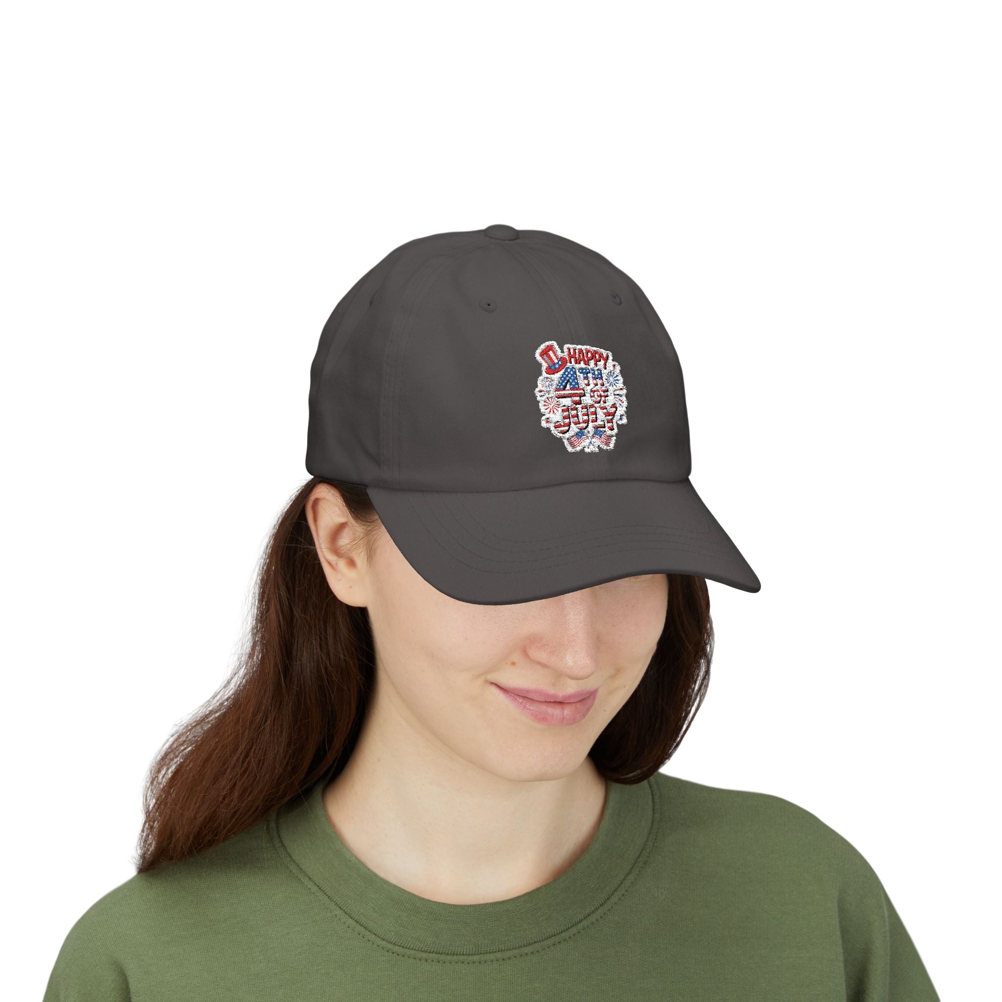 Patriotic 4th of July fireworks Dad Cap | American flag baseball hat