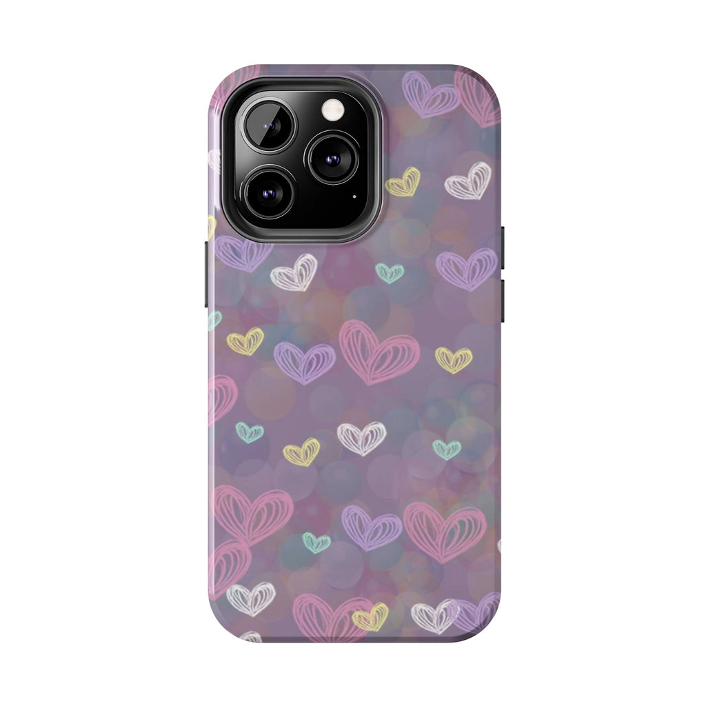 Tough Phone Case — Pastel Heart Pattern Protective Phone Cover
