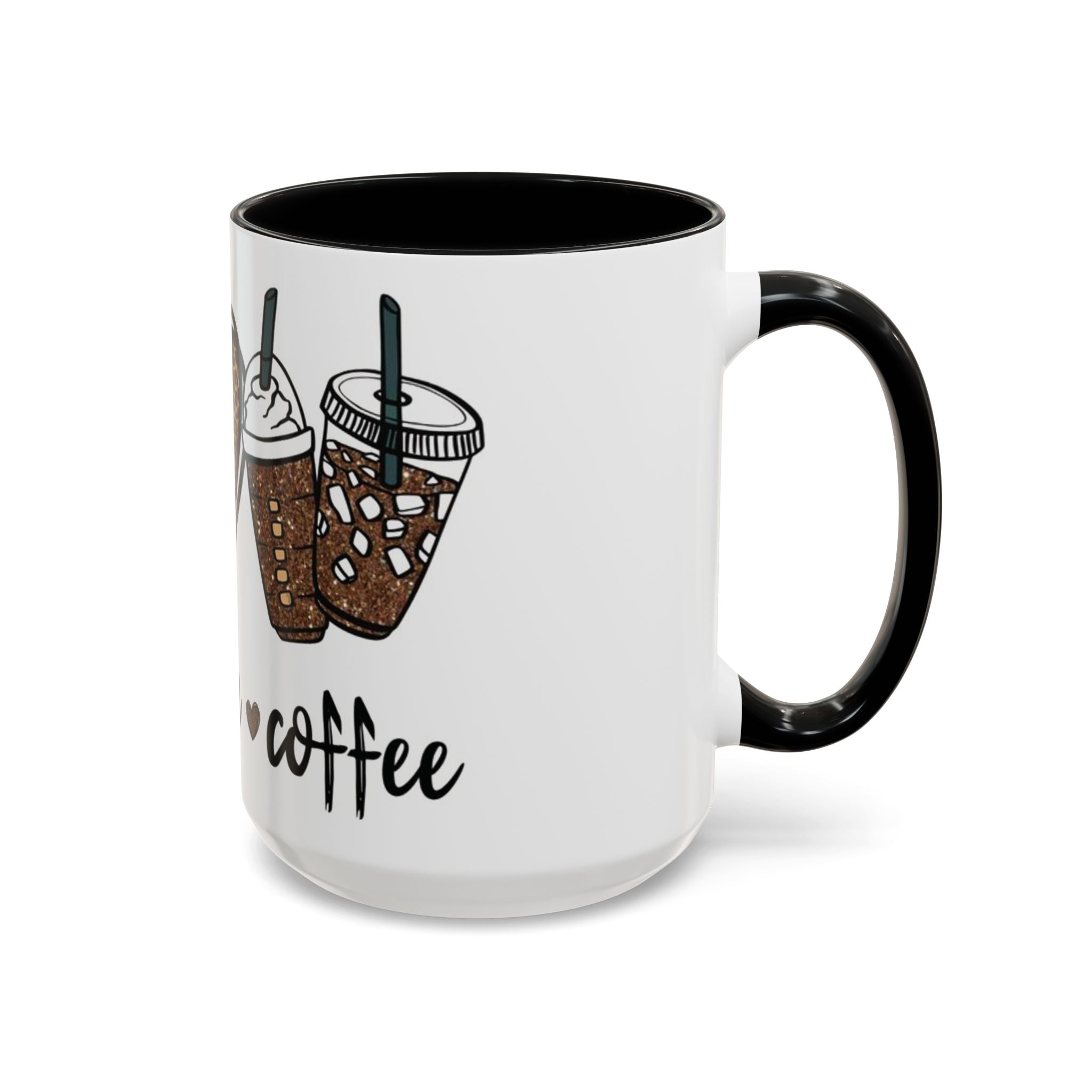 Coffee Love Accent Mug — Leopard Print Peace, Heart & Coffee Design (11/15oz)