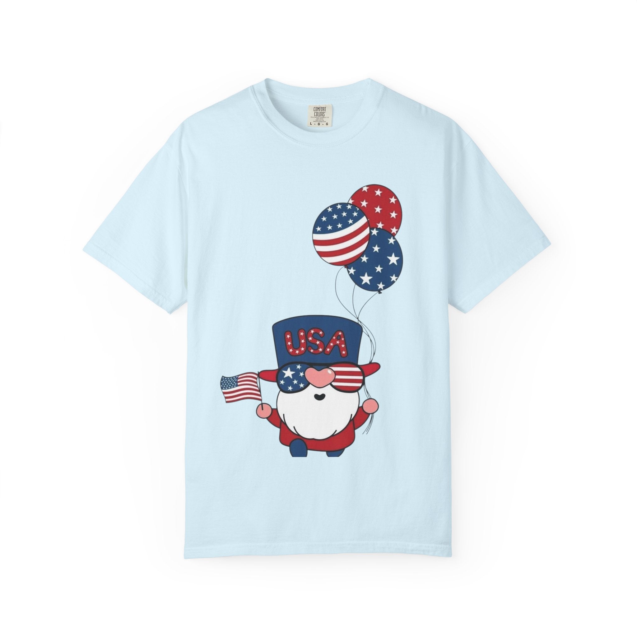 Patriotic Gnome with Balloons T-Shirt | Happy 4th of July USA Design