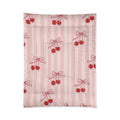Cherry Bow Comforter - Pink Striped Cherry Print Bedding for Girls & Teens