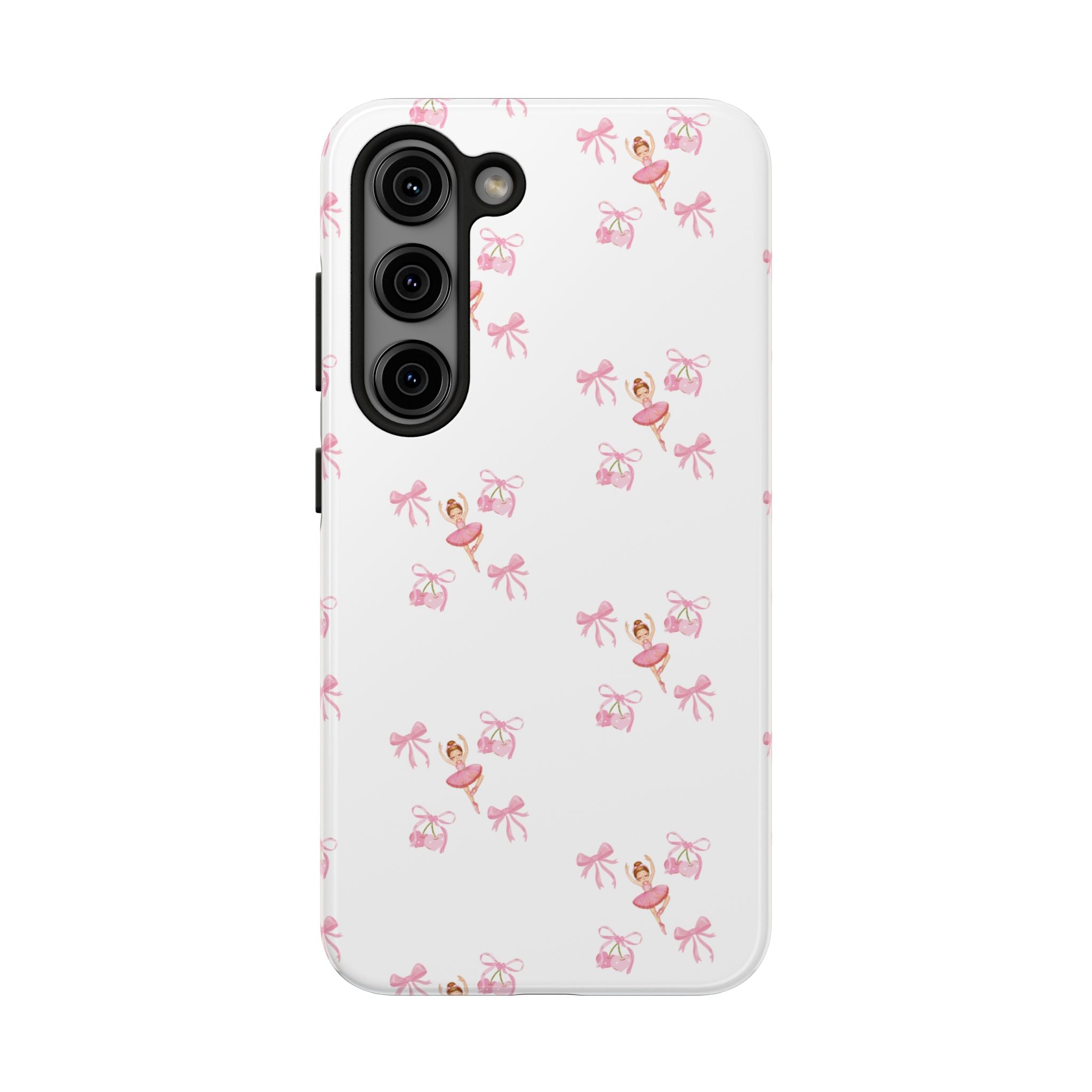 Pink Ballet Pattern Tough Phone Case — Cute Ballerina & Ribbon Design