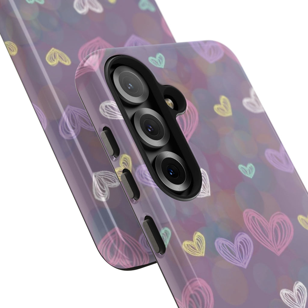 Tough Phone Case — Pastel Heart Pattern Protective Phone Cover