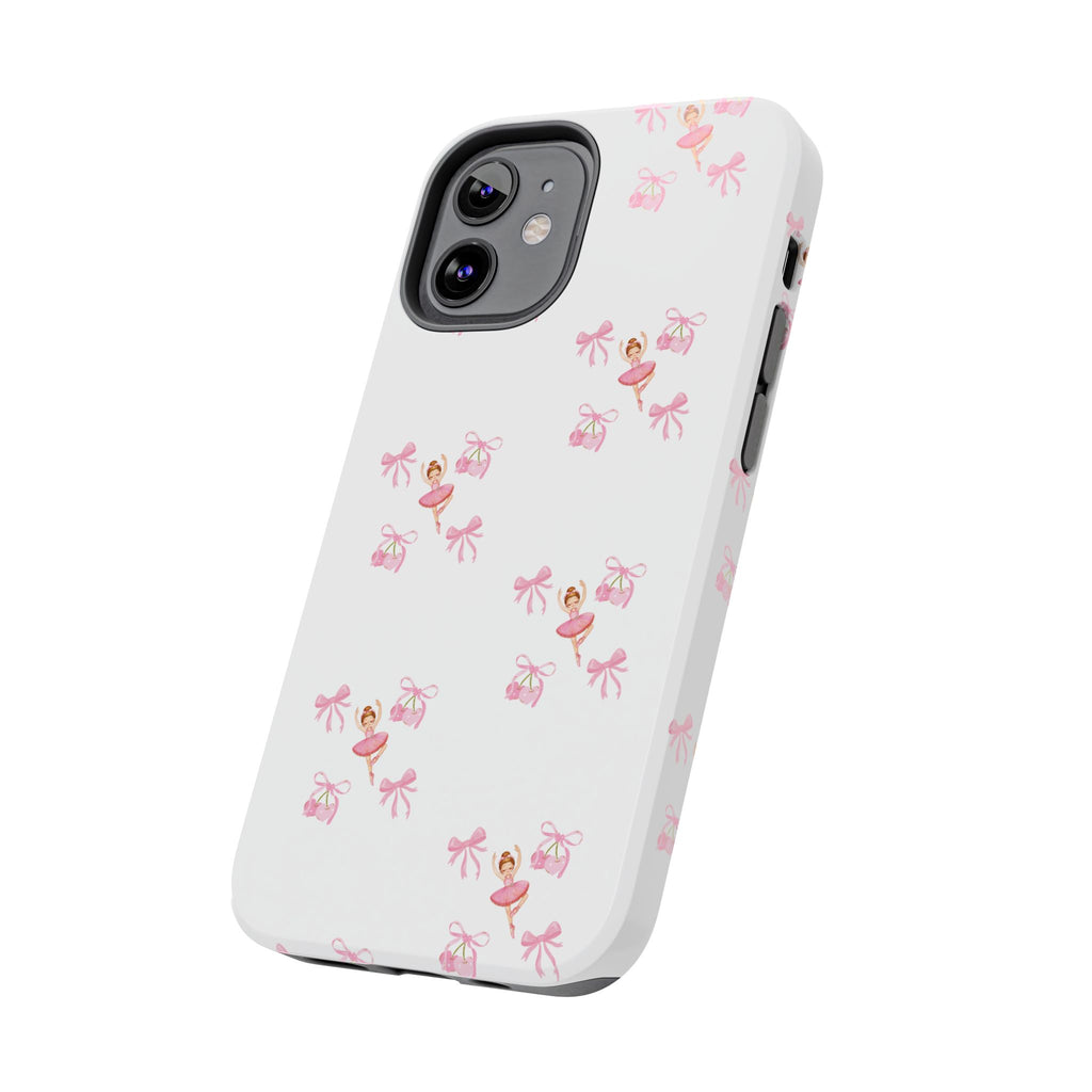 Pink Ballet Pattern Tough Phone Case — Cute Ballerina & Ribbon Design