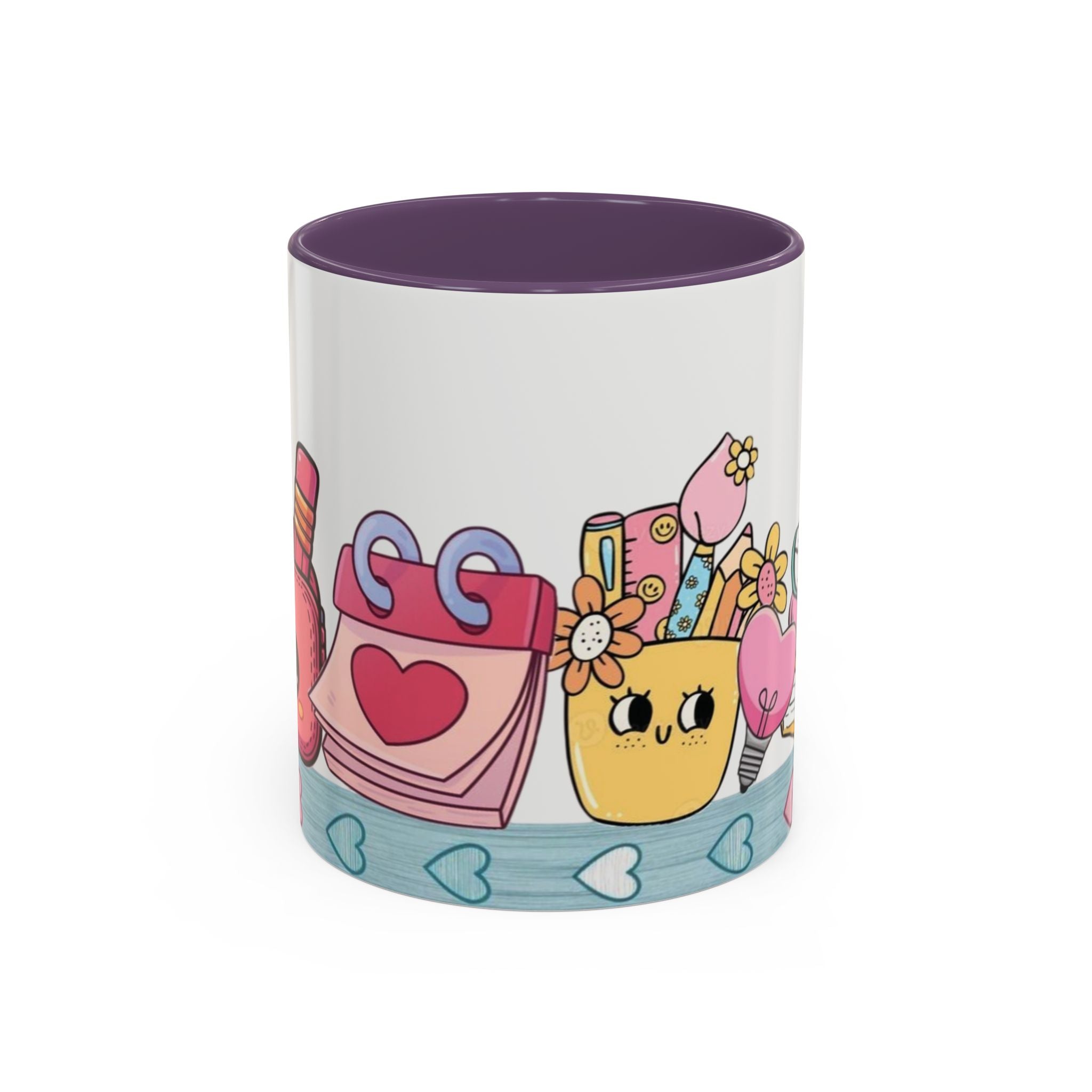 Cute Teacher Desk Accent Coffee Mug — Kawaii School Supplies Design