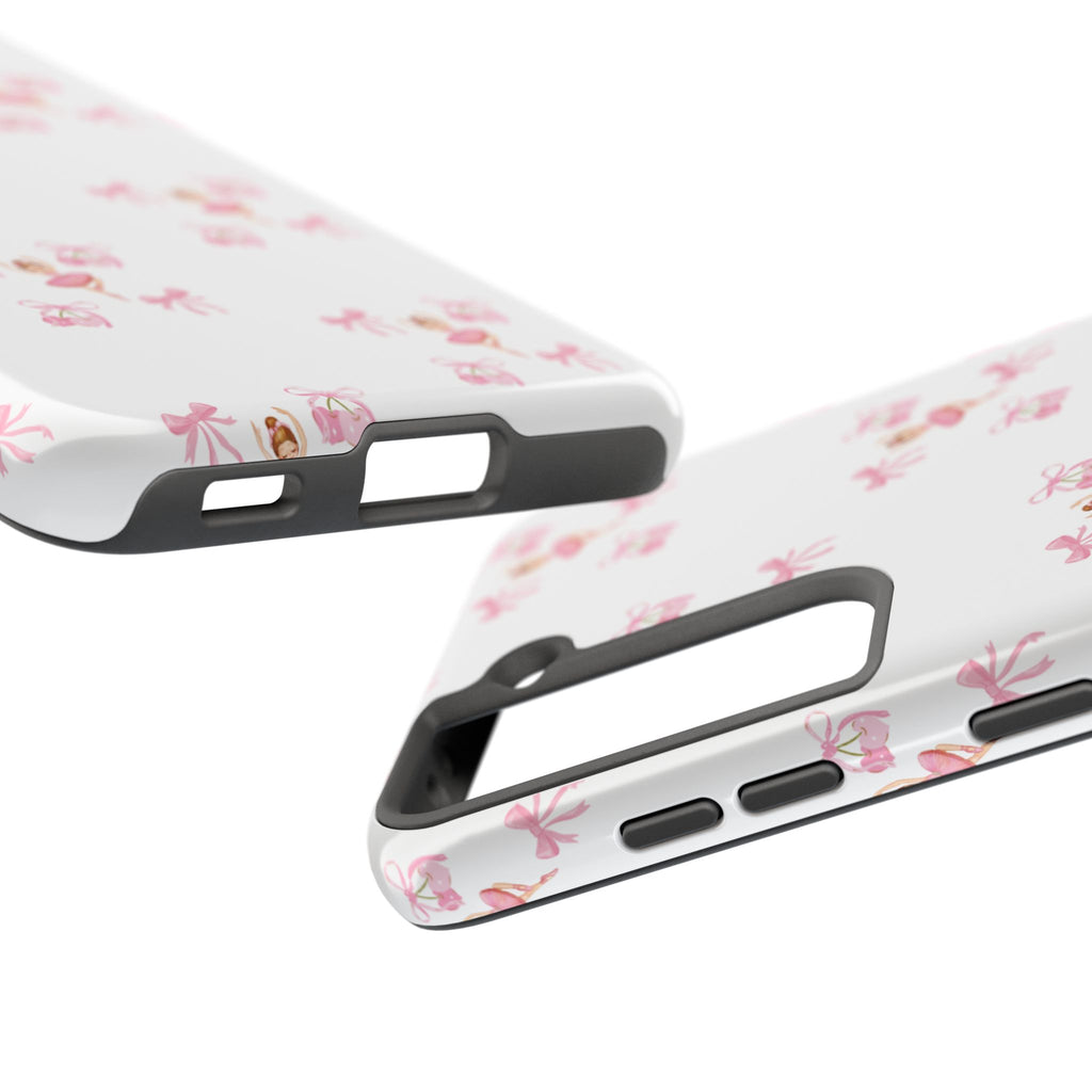 Pink Ballet Pattern Tough Phone Case — Cute Ballerina & Ribbon Design