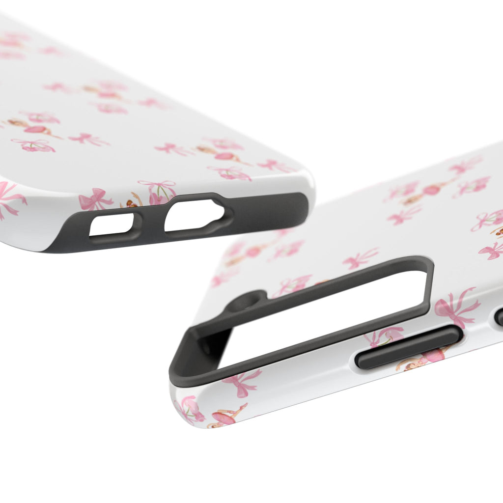 Pink Ballet Pattern Tough Phone Case — Cute Ballerina & Ribbon Design