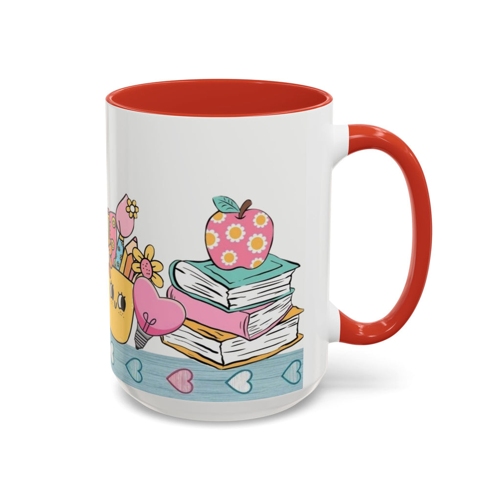 Cute Teacher Desk Accent Coffee Mug — Kawaii School Supplies Design