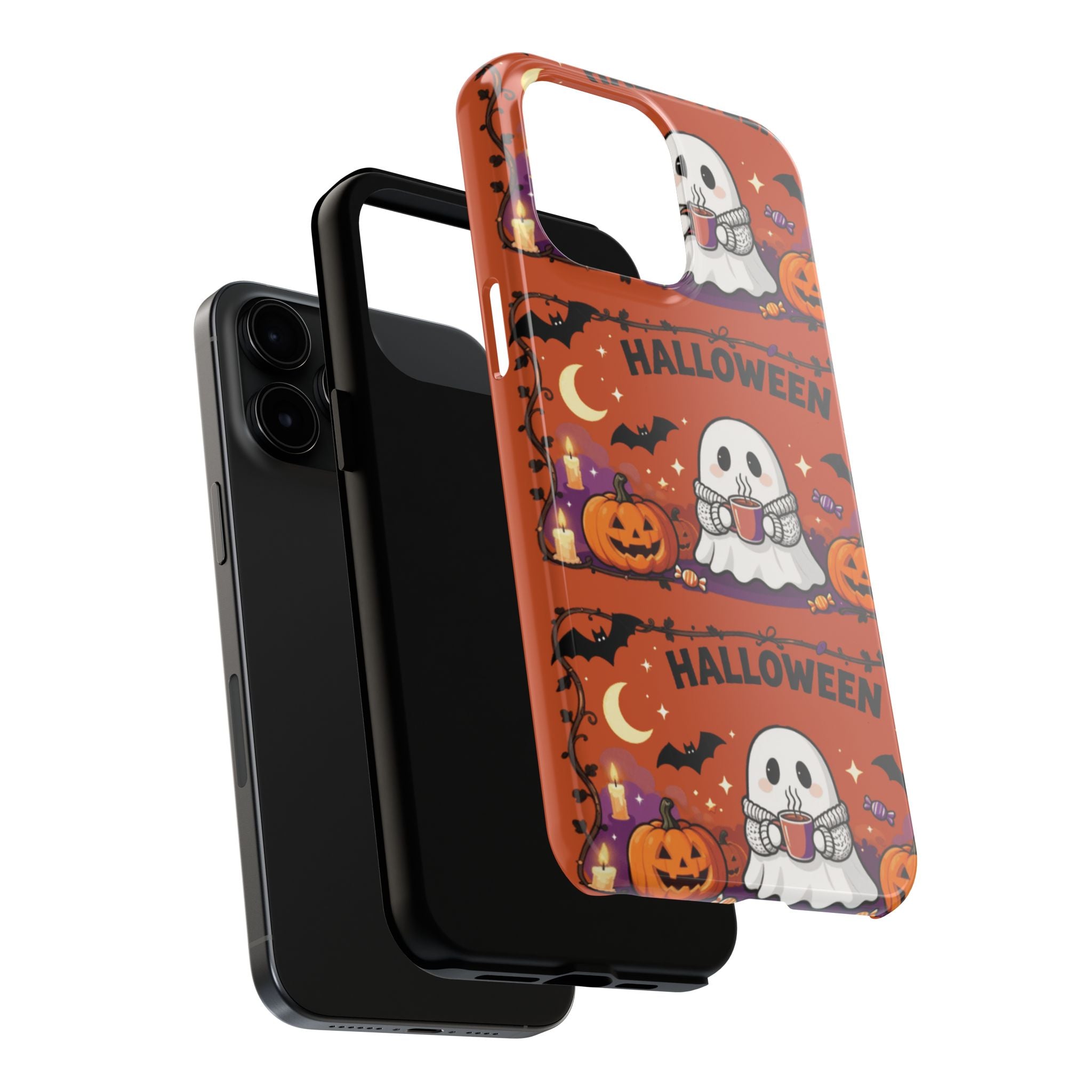 Halloween Ghost Pattern Tough Phone Case — Cute Pumpkin & Candy Halloween Phone Cover