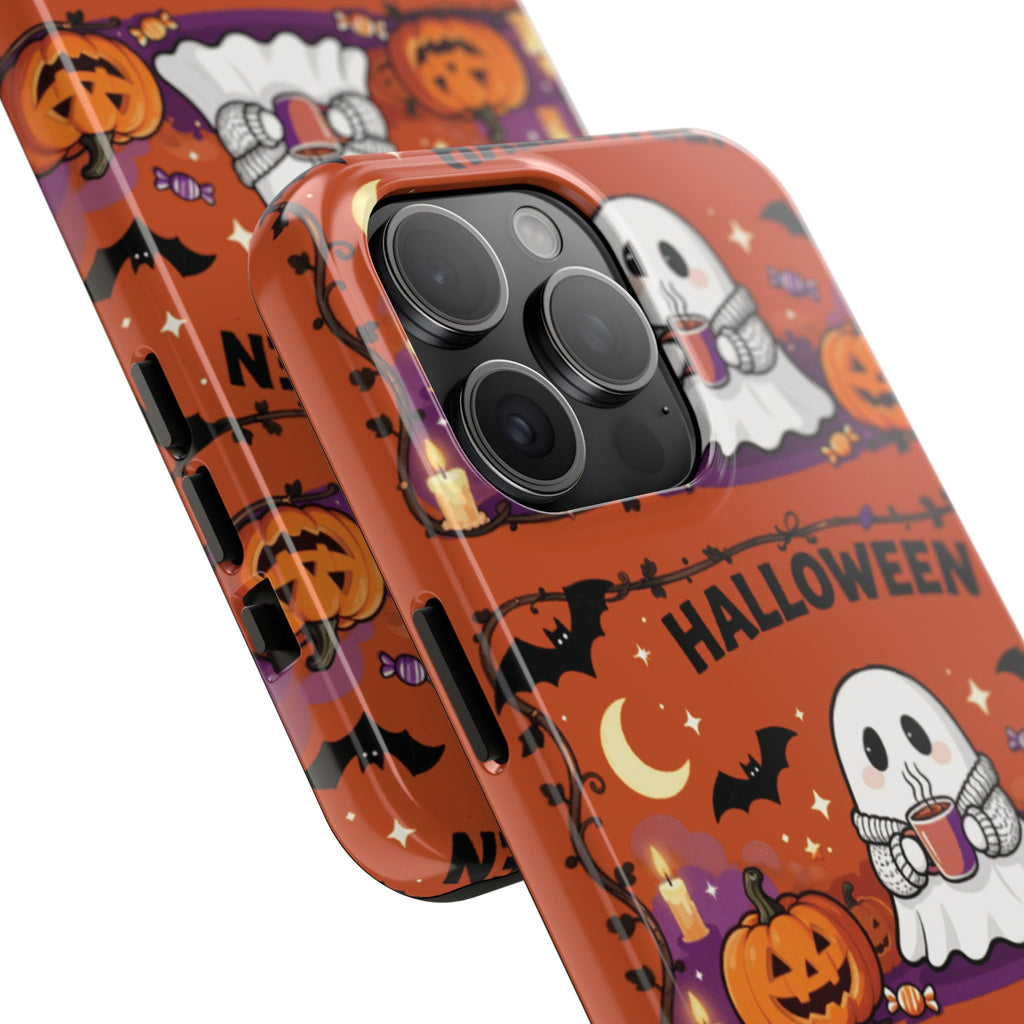 Halloween Ghost Pattern Tough Phone Case — Cute Pumpkin & Candy Halloween Phone Cover