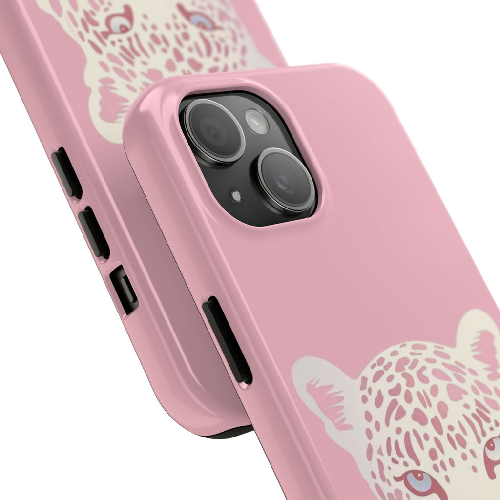 Tough Phone Case — Pink Leopard Face Protective Phone Cover