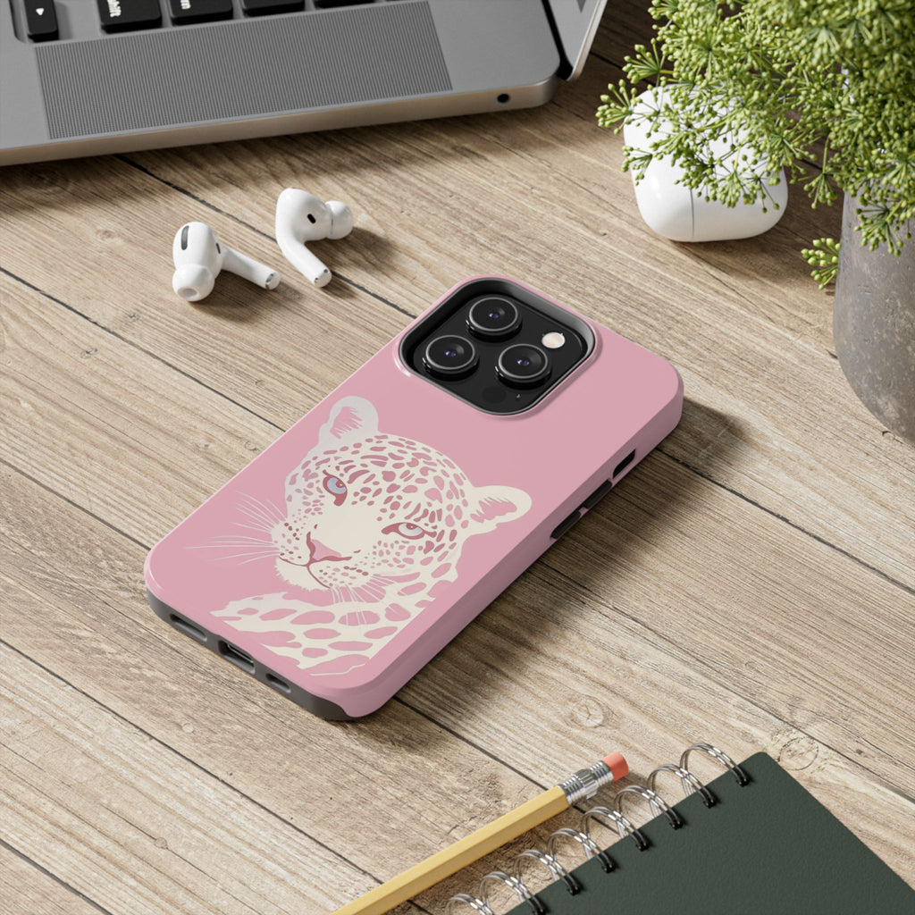 Tough Phone Case — Pink Leopard Face Protective Phone Cover