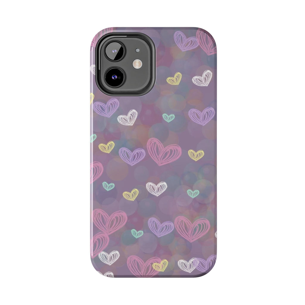 Tough Phone Case — Pastel Heart Pattern Protective Phone Cover
