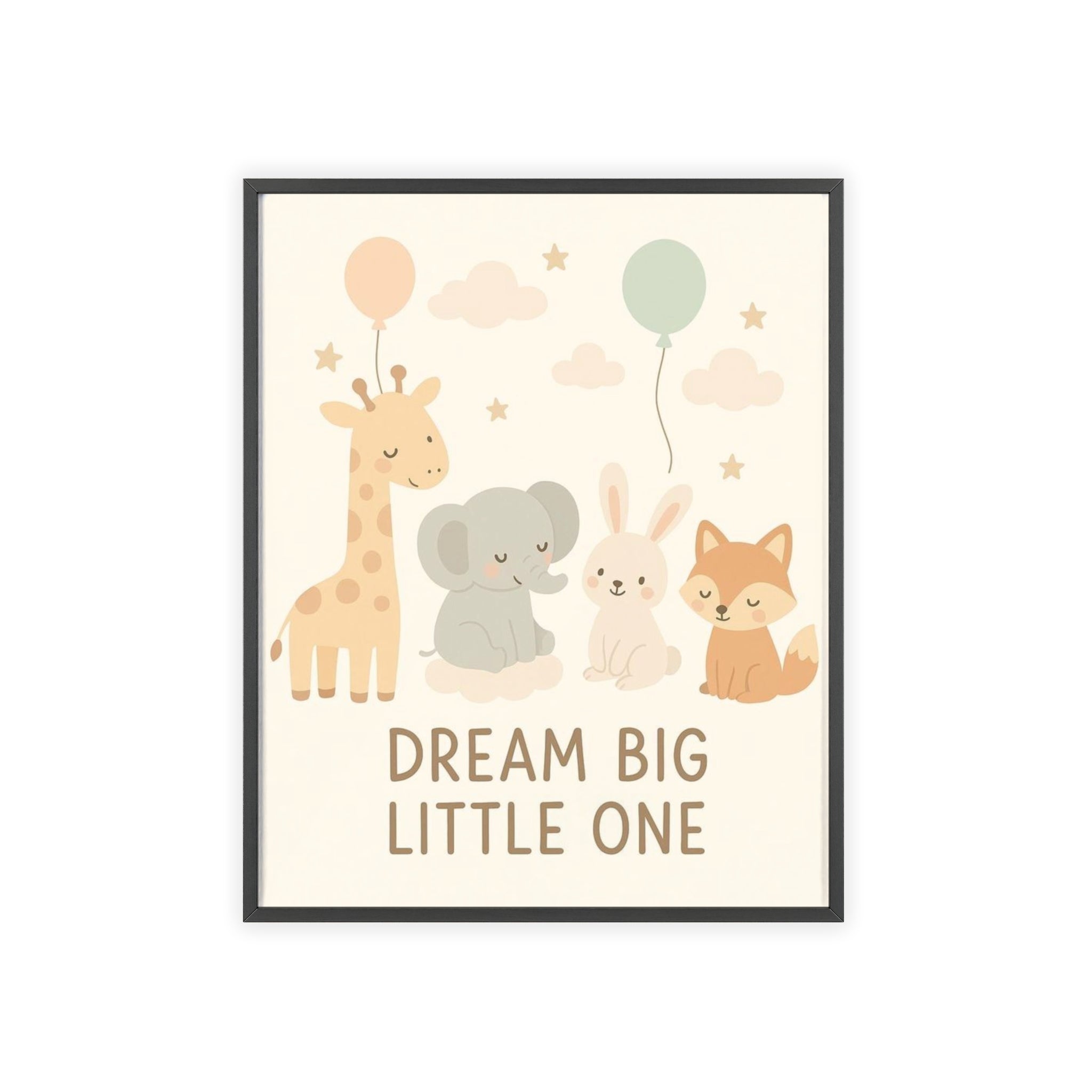 Dream Big Little One Nursery Poster — Woodland Animals Framed Wall Art