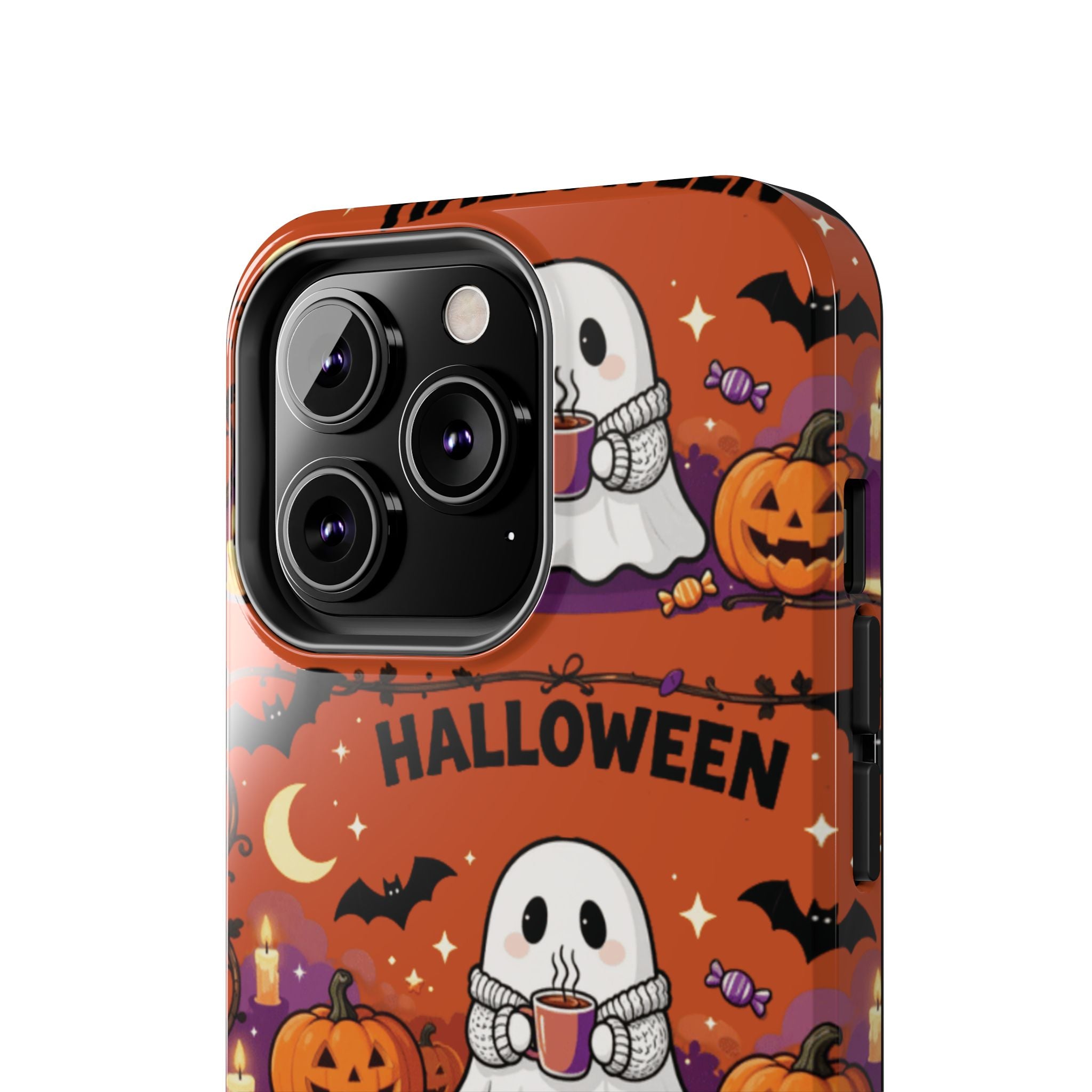Halloween Ghost Pattern Tough Phone Case — Cute Pumpkin & Candy Halloween Phone Cover