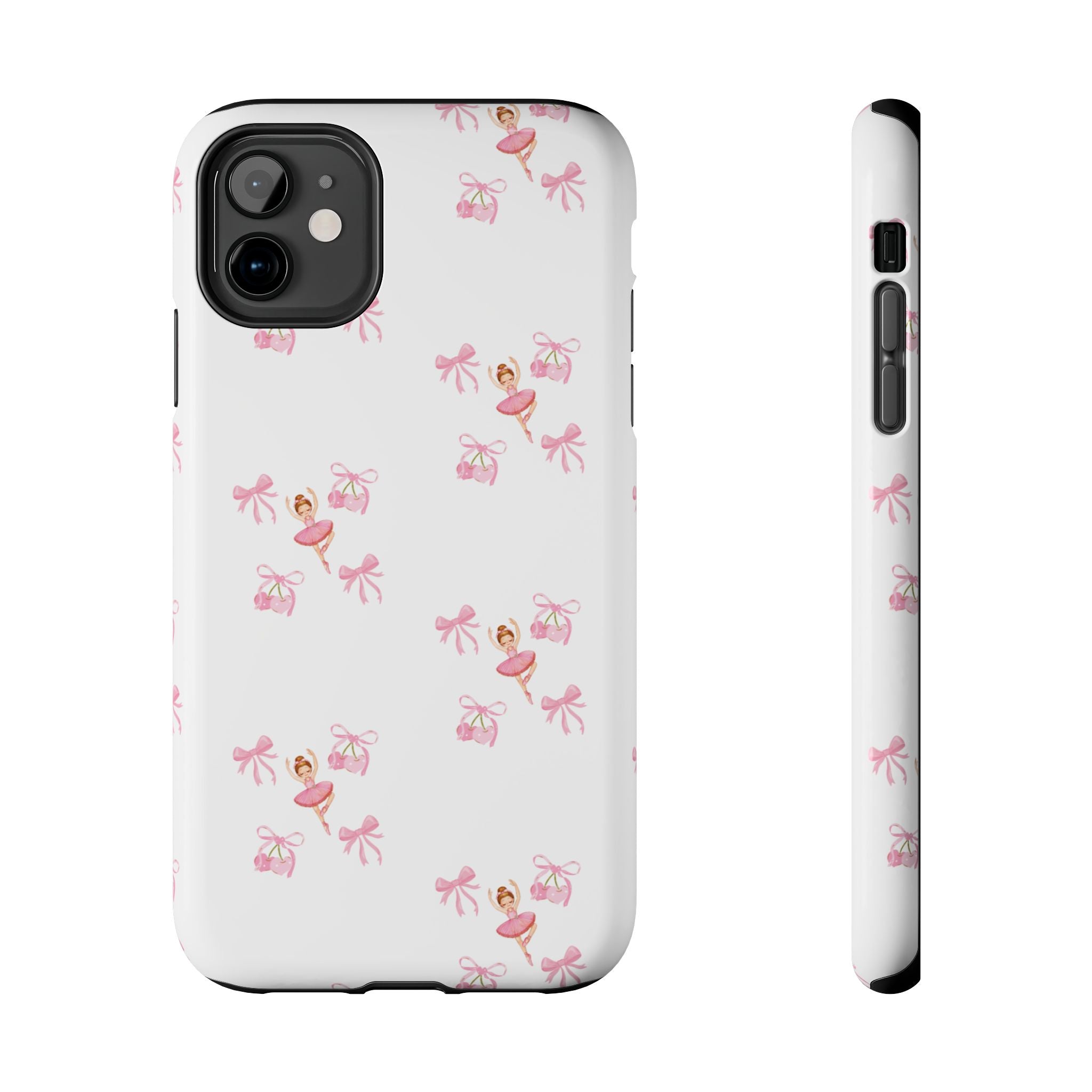Pink Ballet Pattern Tough Phone Case — Cute Ballerina & Ribbon Design