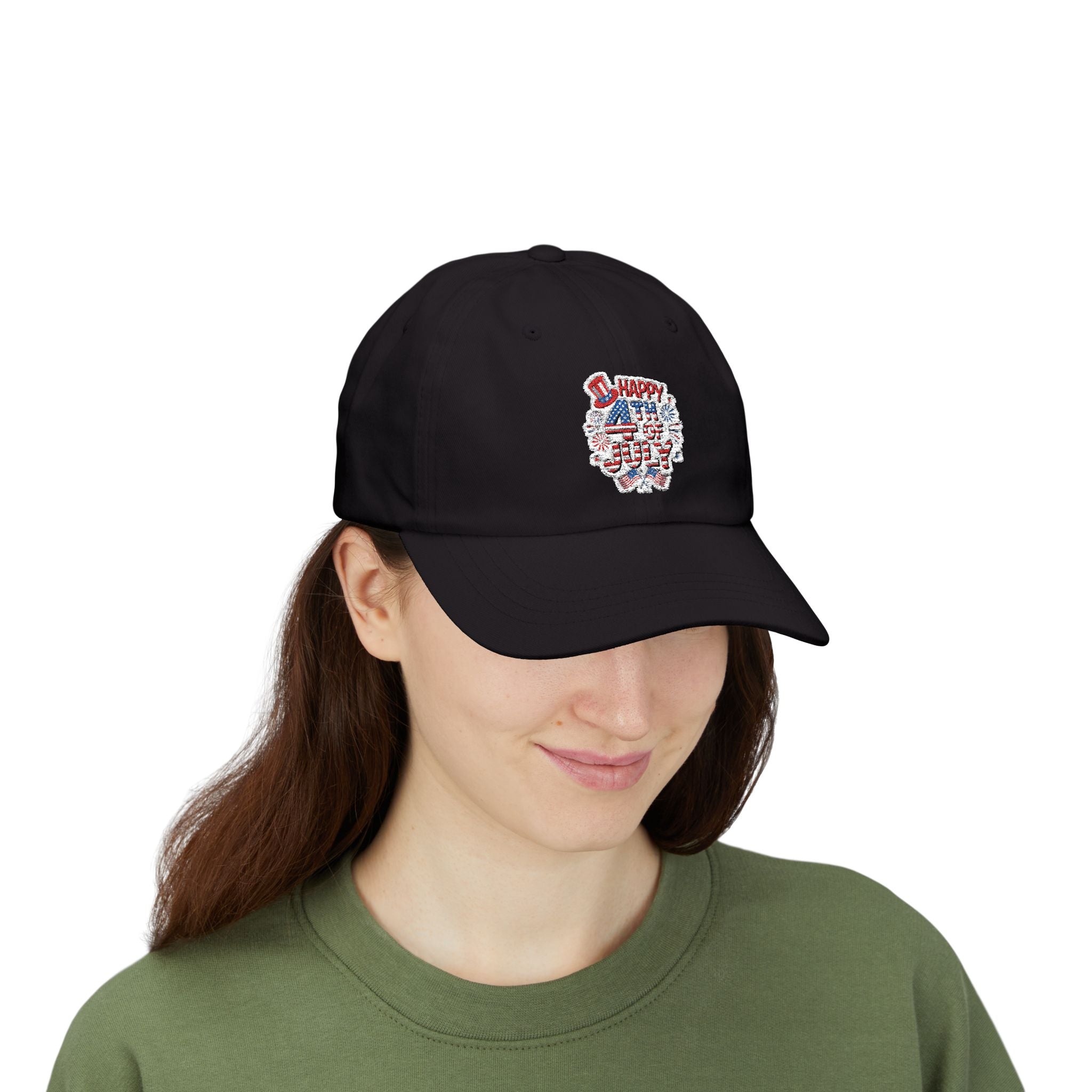 Patriotic 4th of July fireworks Dad Cap | American flag baseball hat