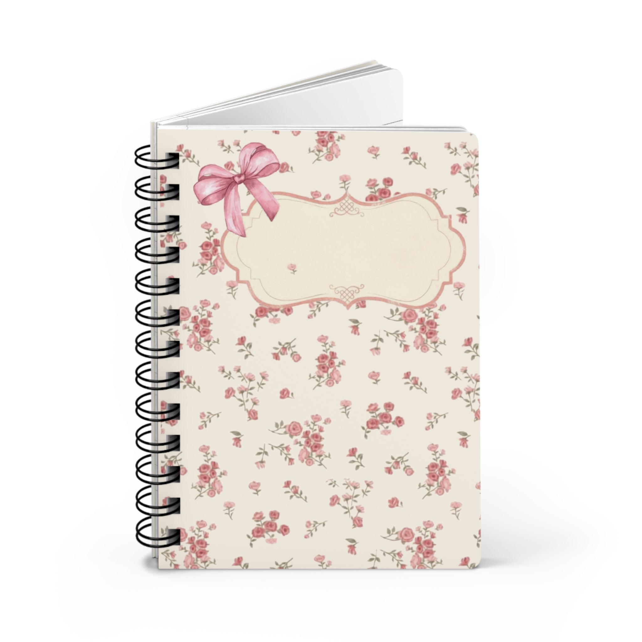 Cute Curly Girl Illustration Spiral Bound Journal | Pink Polka Dot Notebook