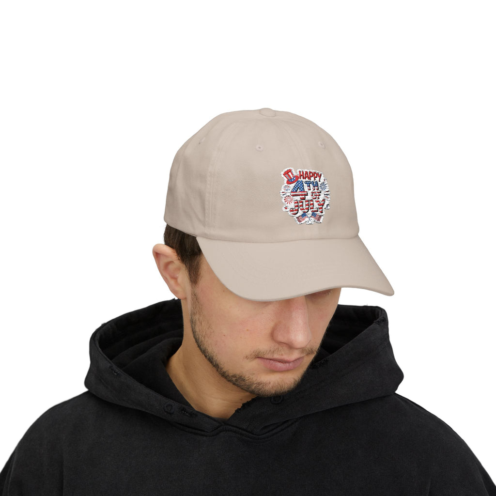 Patriotic 4th of July fireworks Dad Cap | American flag baseball hat
