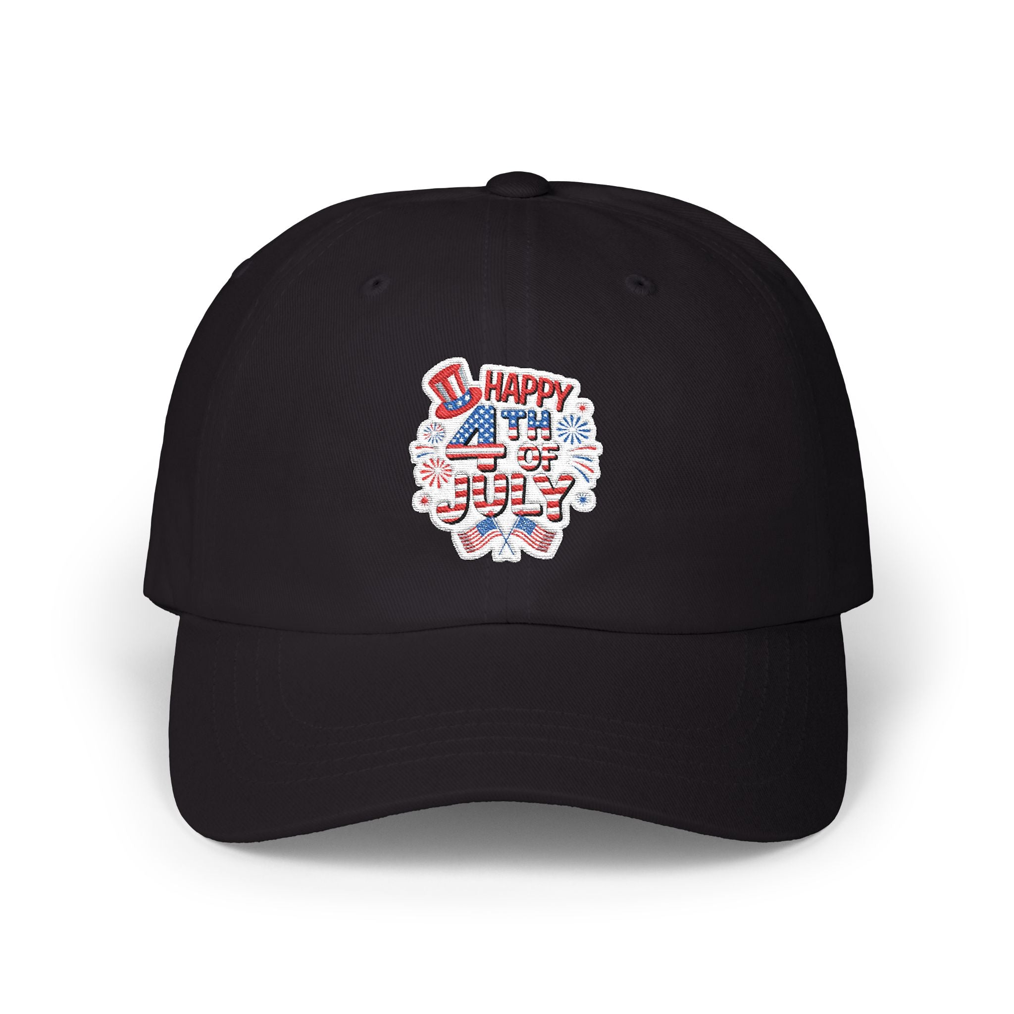 Patriotic 4th of July fireworks Dad Cap | American flag baseball hat