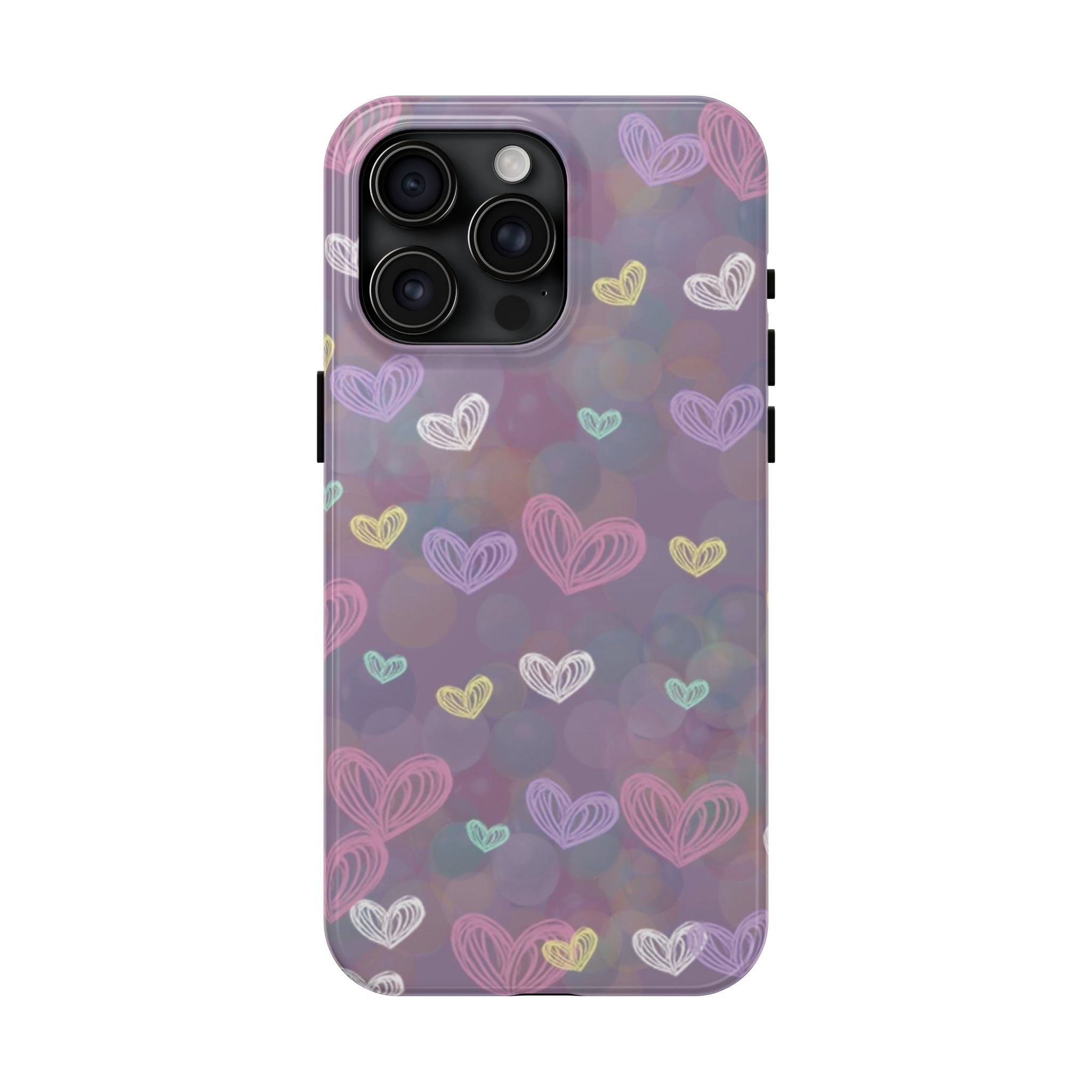 Tough Phone Case — Pastel Heart Pattern Protective Phone Cover