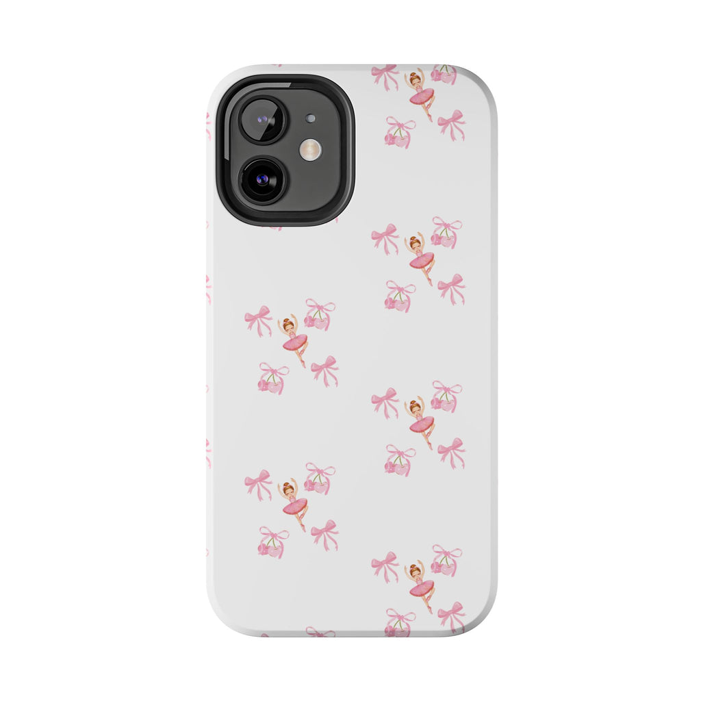 Pink Ballet Pattern Tough Phone Case — Cute Ballerina & Ribbon Design