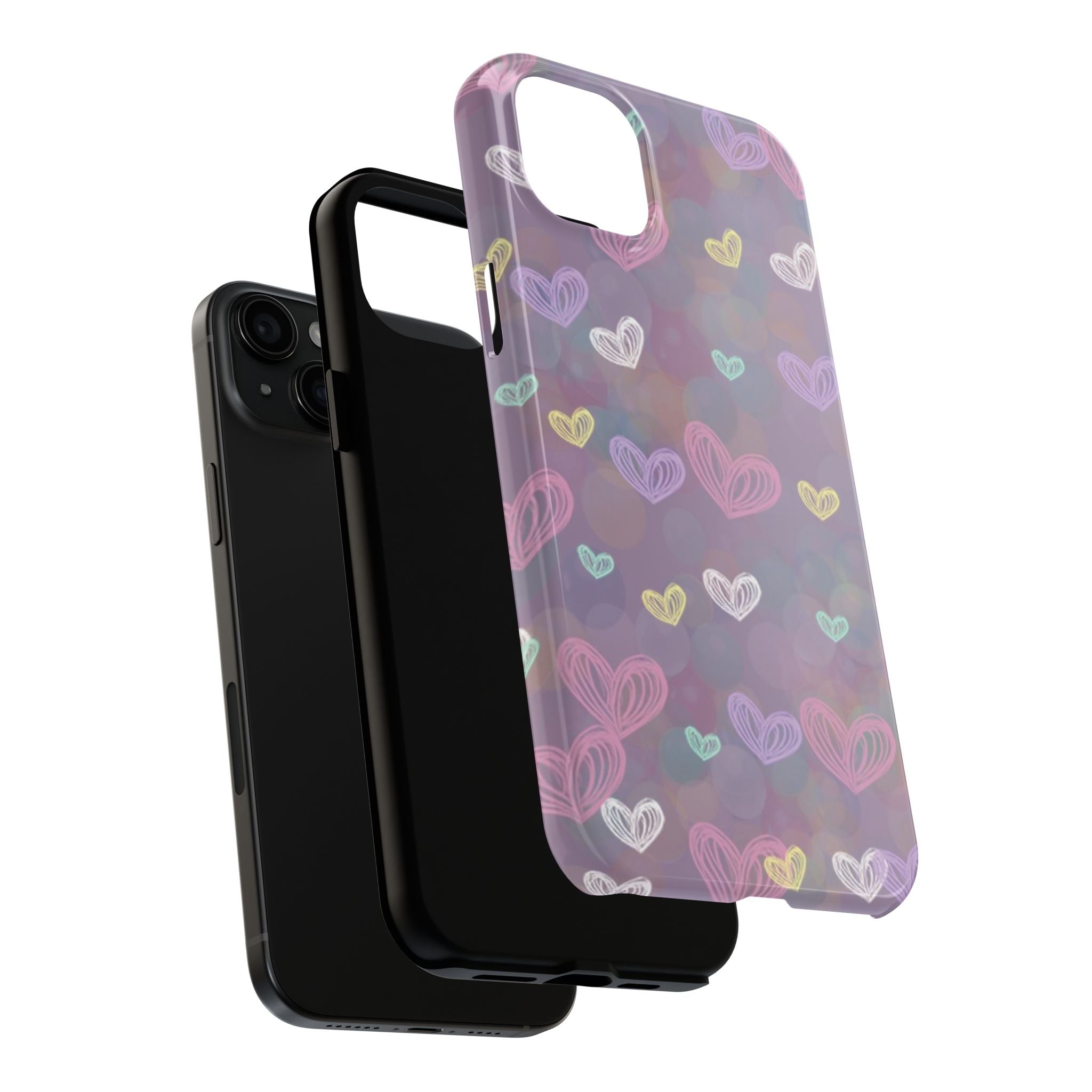 Tough Phone Case — Pastel Heart Pattern Protective Phone Cover