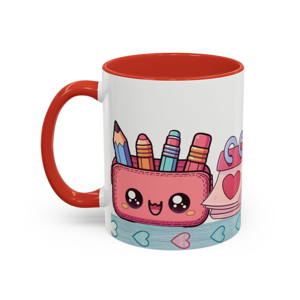 Cute Teacher Desk Accent Coffee Mug — Kawaii School Supplies Design