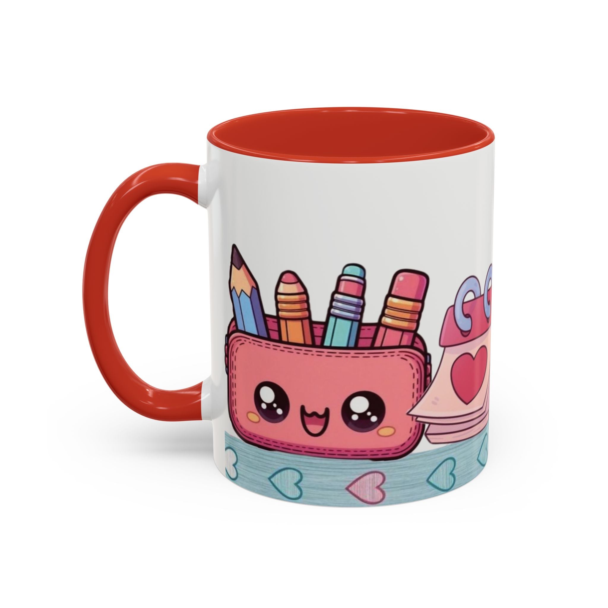Cute Teacher Desk Accent Coffee Mug — Kawaii School Supplies Design