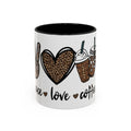 Coffee Love Accent Mug — Leopard Print Peace, Heart & Coffee Design (11/15oz)