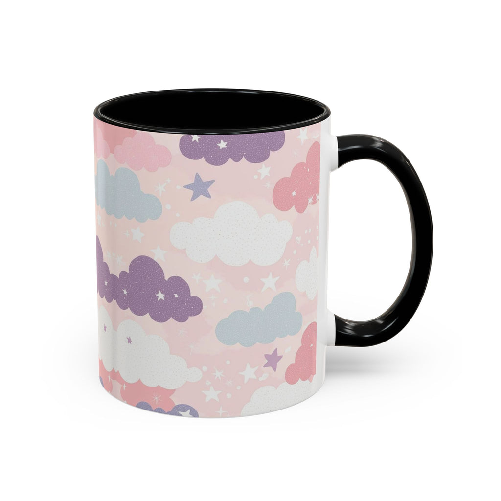Pastel Cloud Pattern Coffee Mug | Cute Stars and Clouds Design