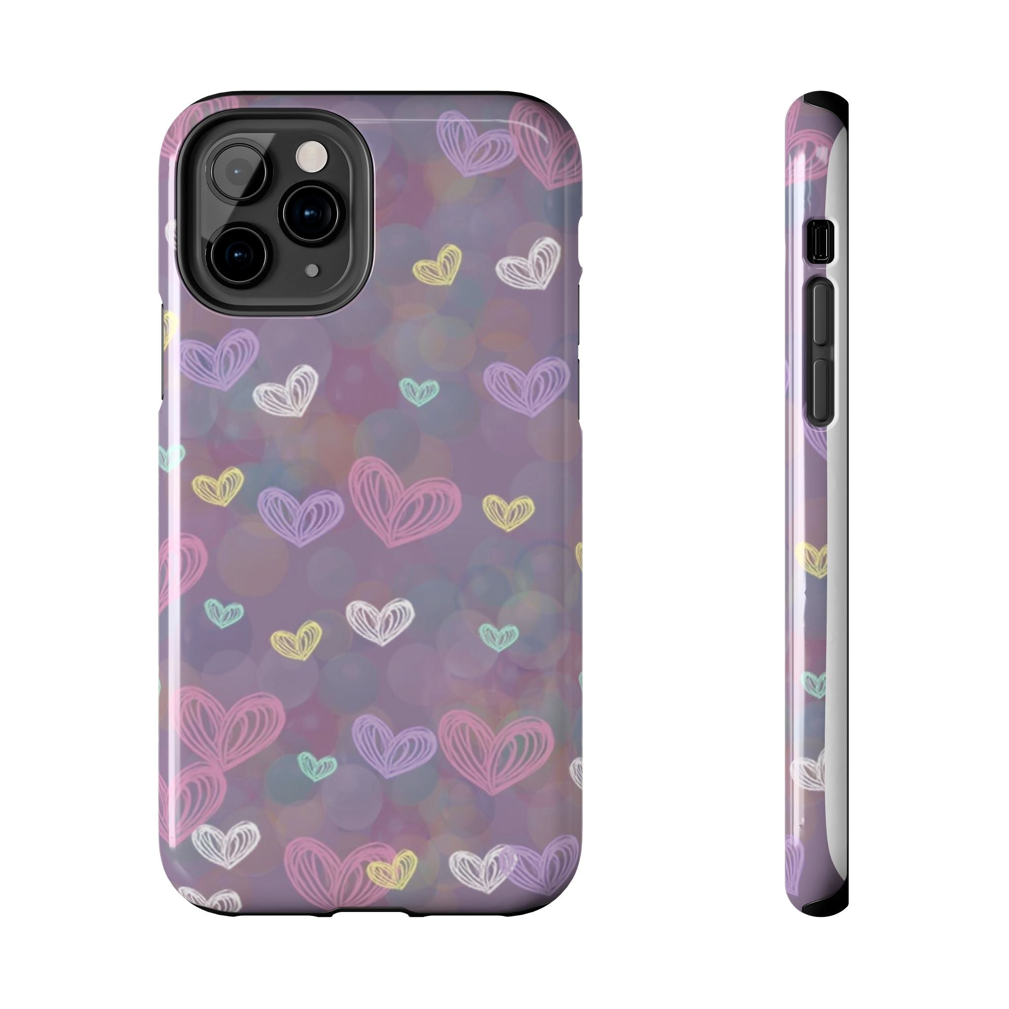 Tough Phone Case — Pastel Heart Pattern Protective Phone Cover