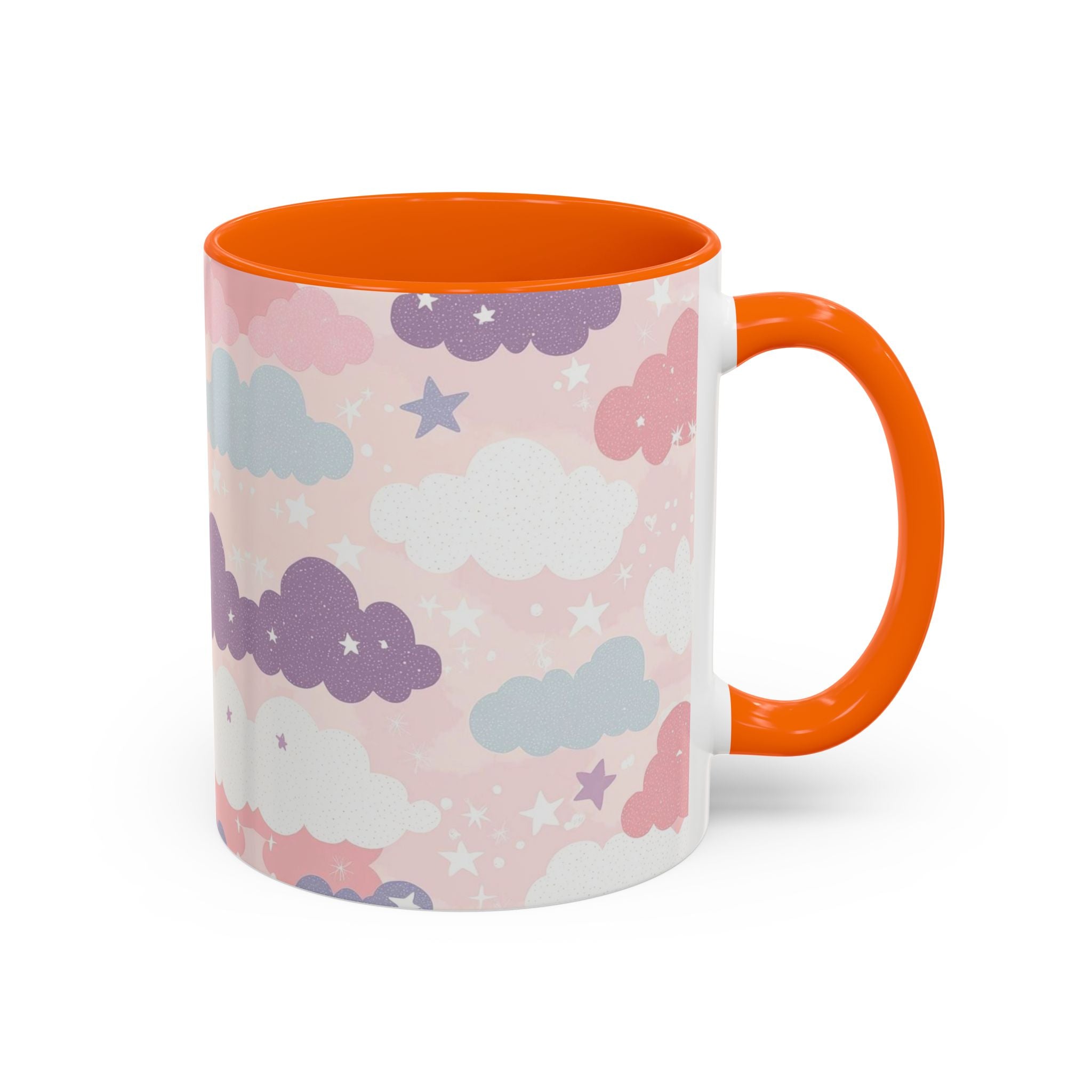Pastel Cloud Pattern Coffee Mug | Cute Stars and Clouds Design