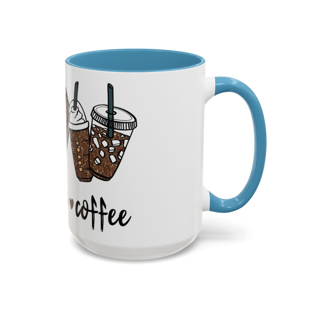 Coffee Love Accent Mug — Leopard Print Peace, Heart & Coffee Design (11/15oz)