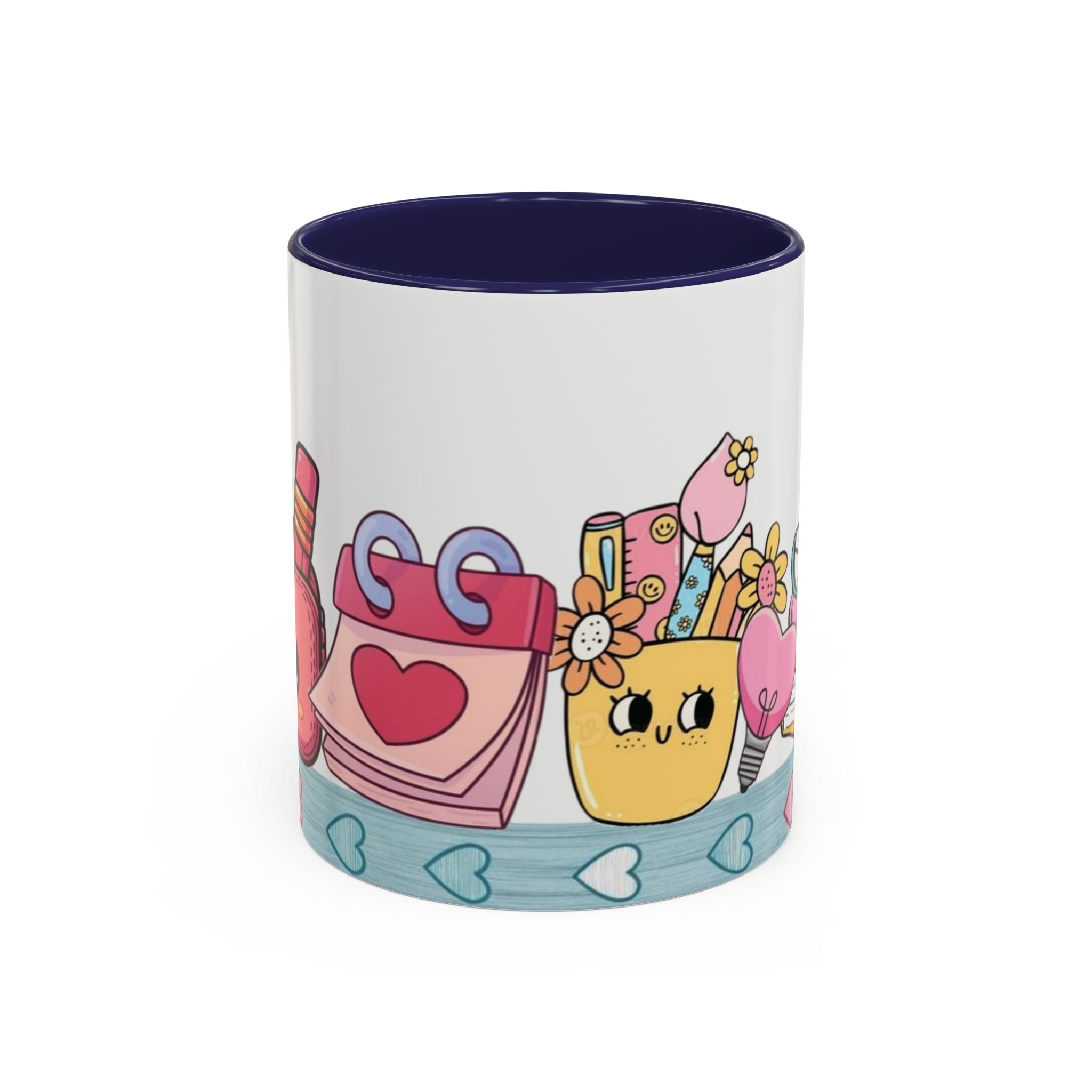 Cute Teacher Desk Accent Coffee Mug — Kawaii School Supplies Design