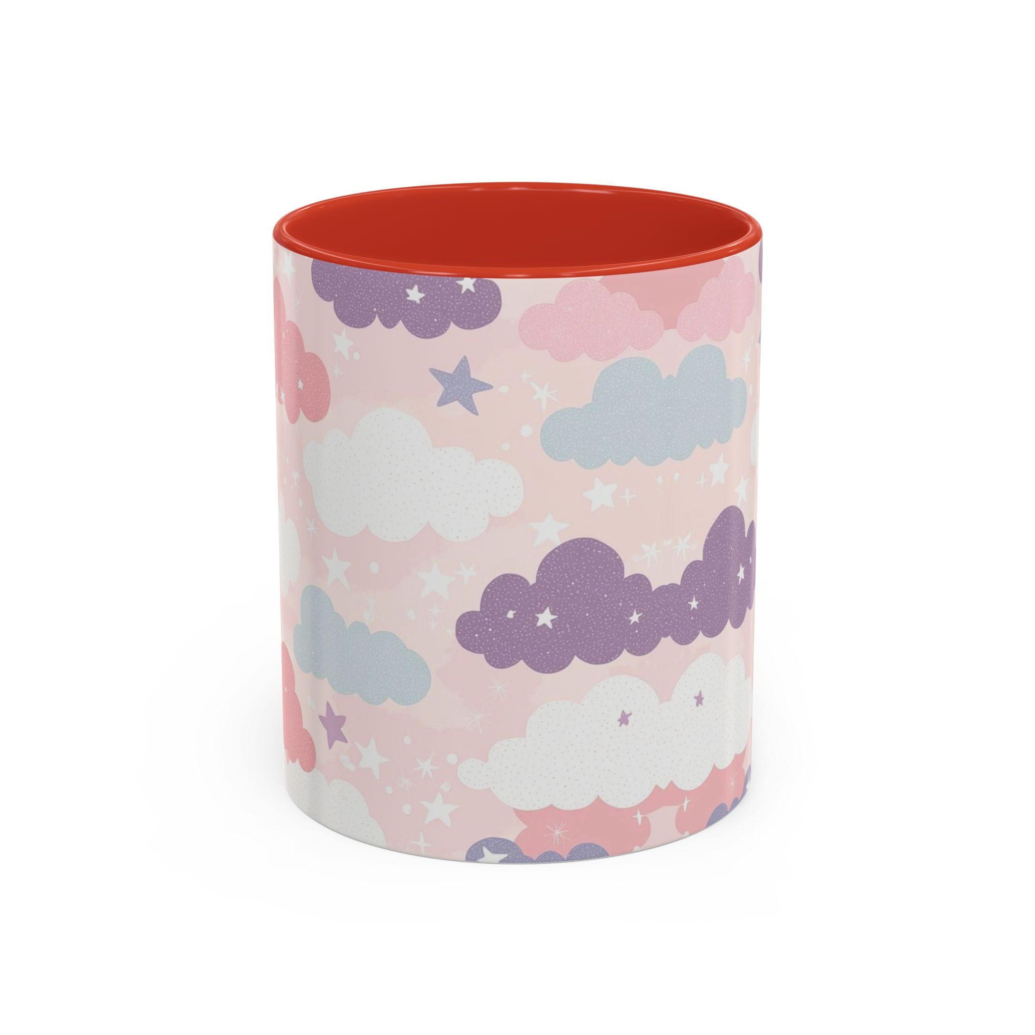 Pastel Cloud Pattern Coffee Mug | Cute Stars and Clouds Design