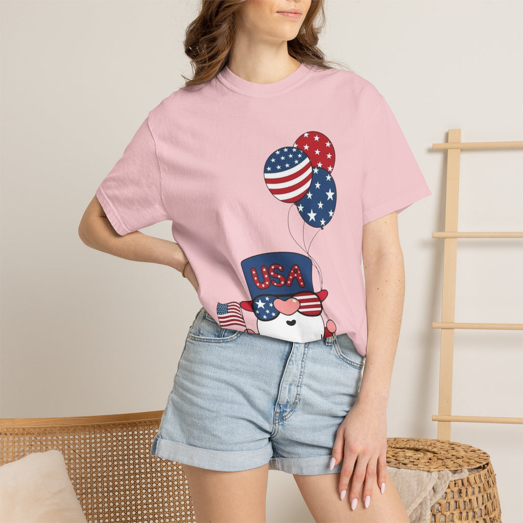 Patriotic Gnome with Balloons T-Shirt | Happy 4th of July USA Design