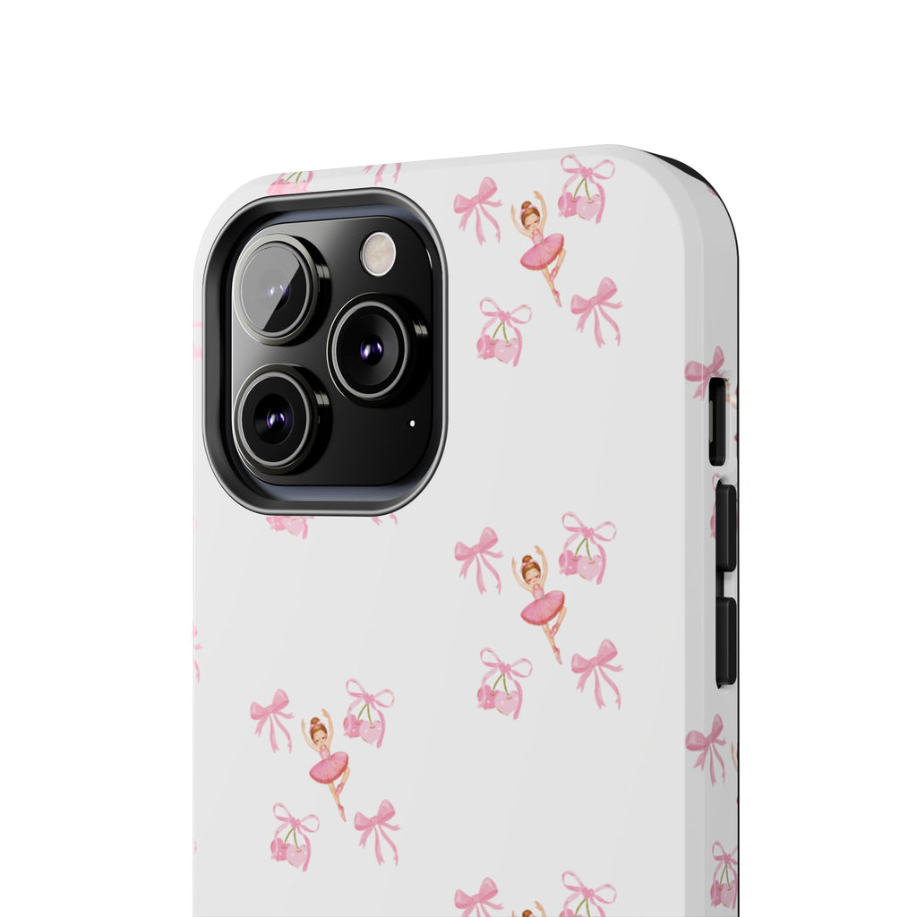 Pink Ballet Pattern Tough Phone Case — Cute Ballerina & Ribbon Design