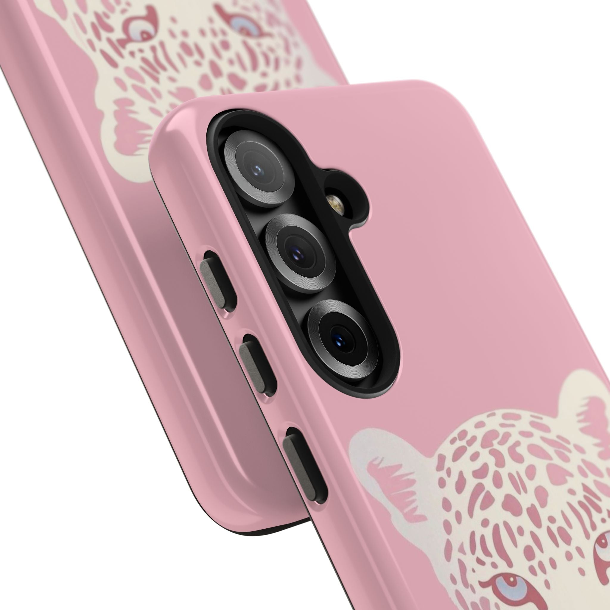 Tough Phone Case — Pink Leopard Face Protective Phone Cover